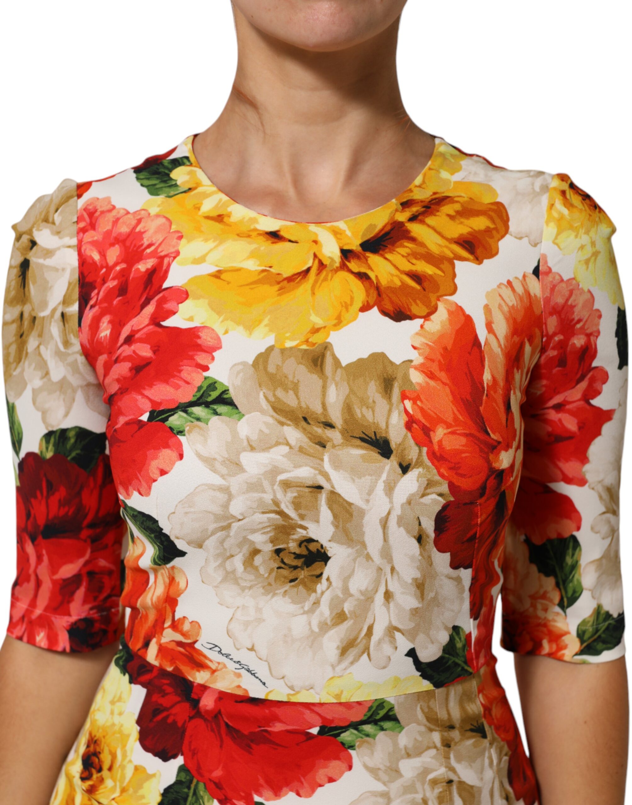 Dolce & Gabbana Multicolor Floral Print Viscose Sheath Dress - Image 5