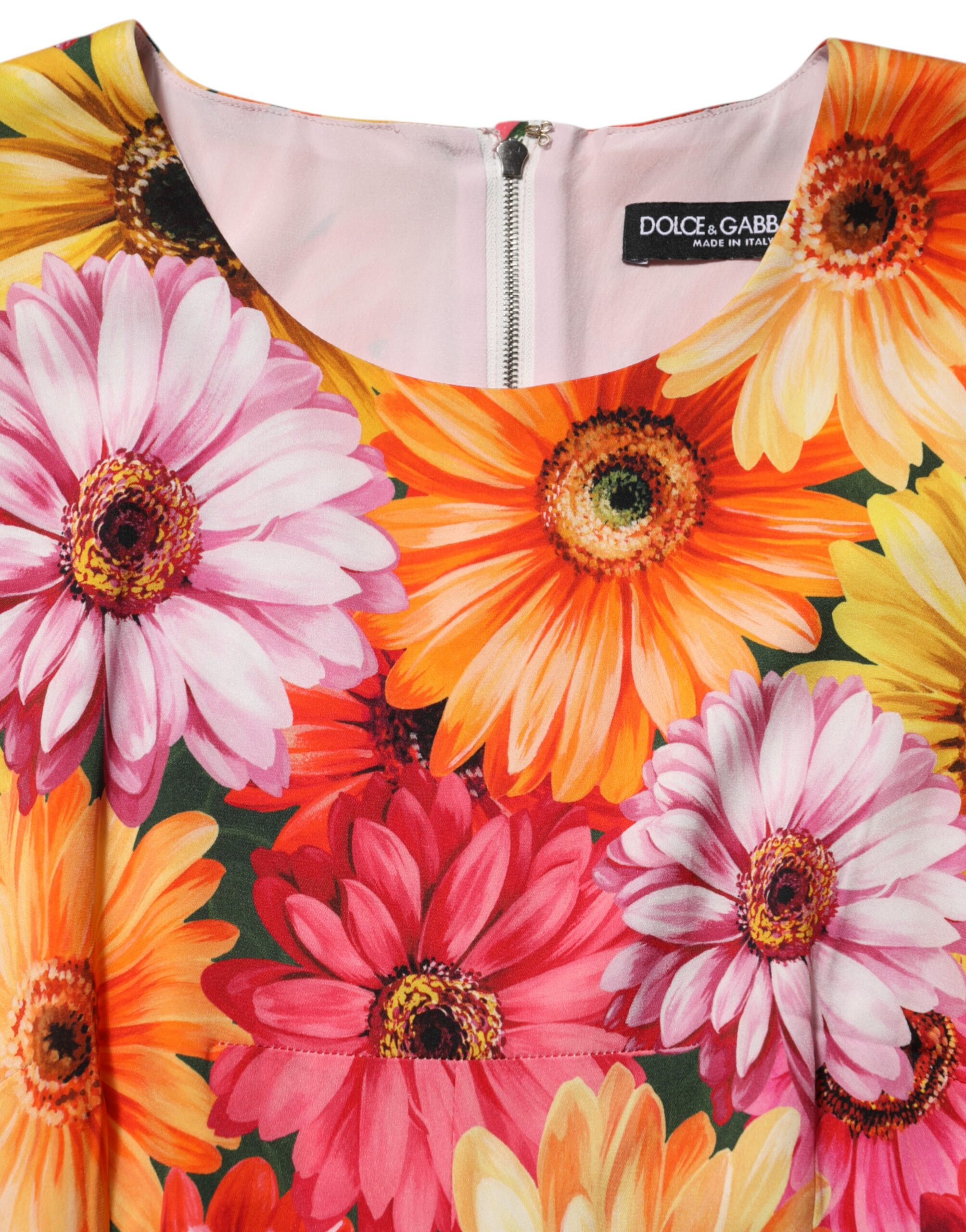 Dolce & Gabbana Multicolor Floral Print SilkSheath Midi Dress - Image 7