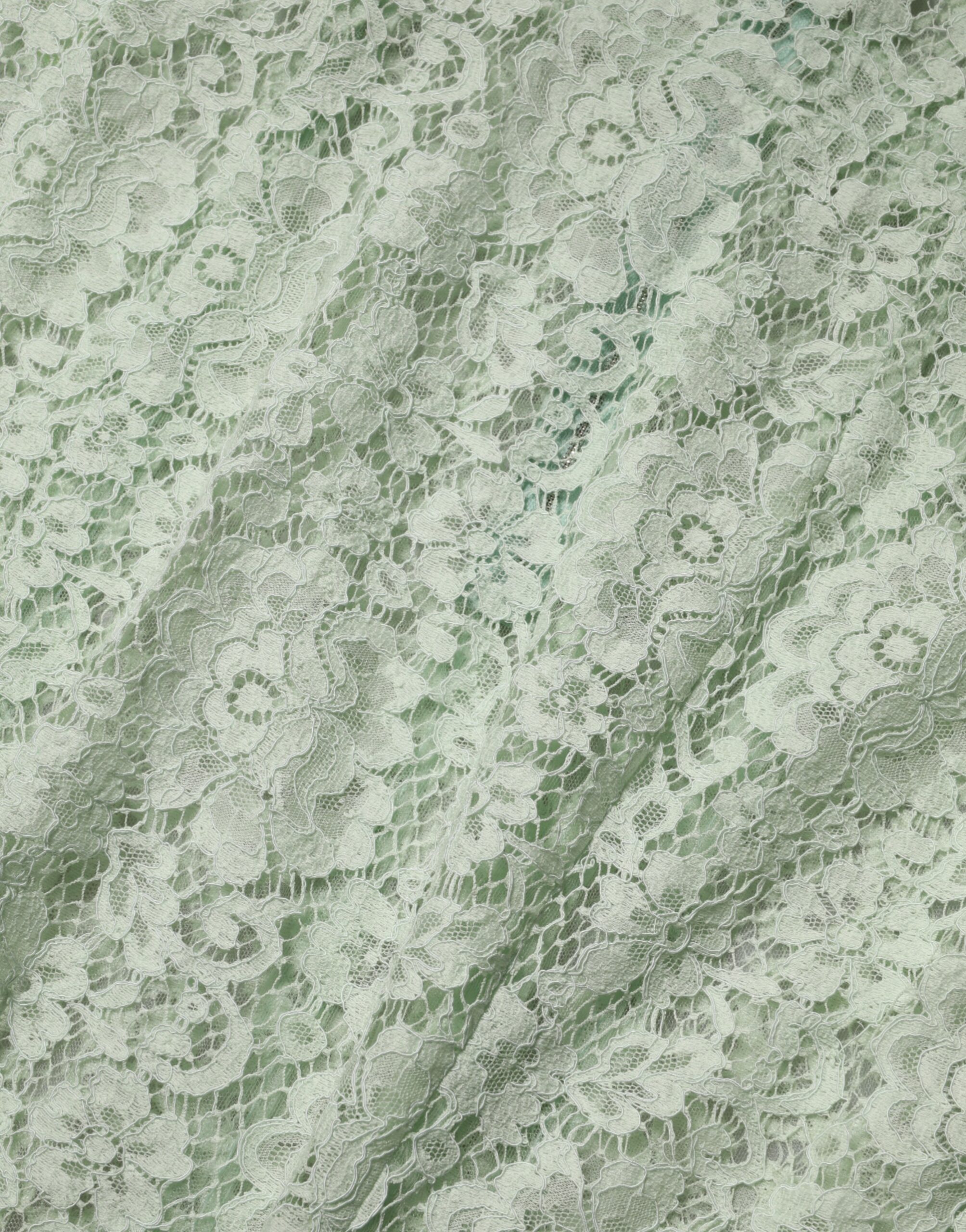 Dolce & Gabbana Mint Green Floral Lace Trim Midi Dress - Image 8