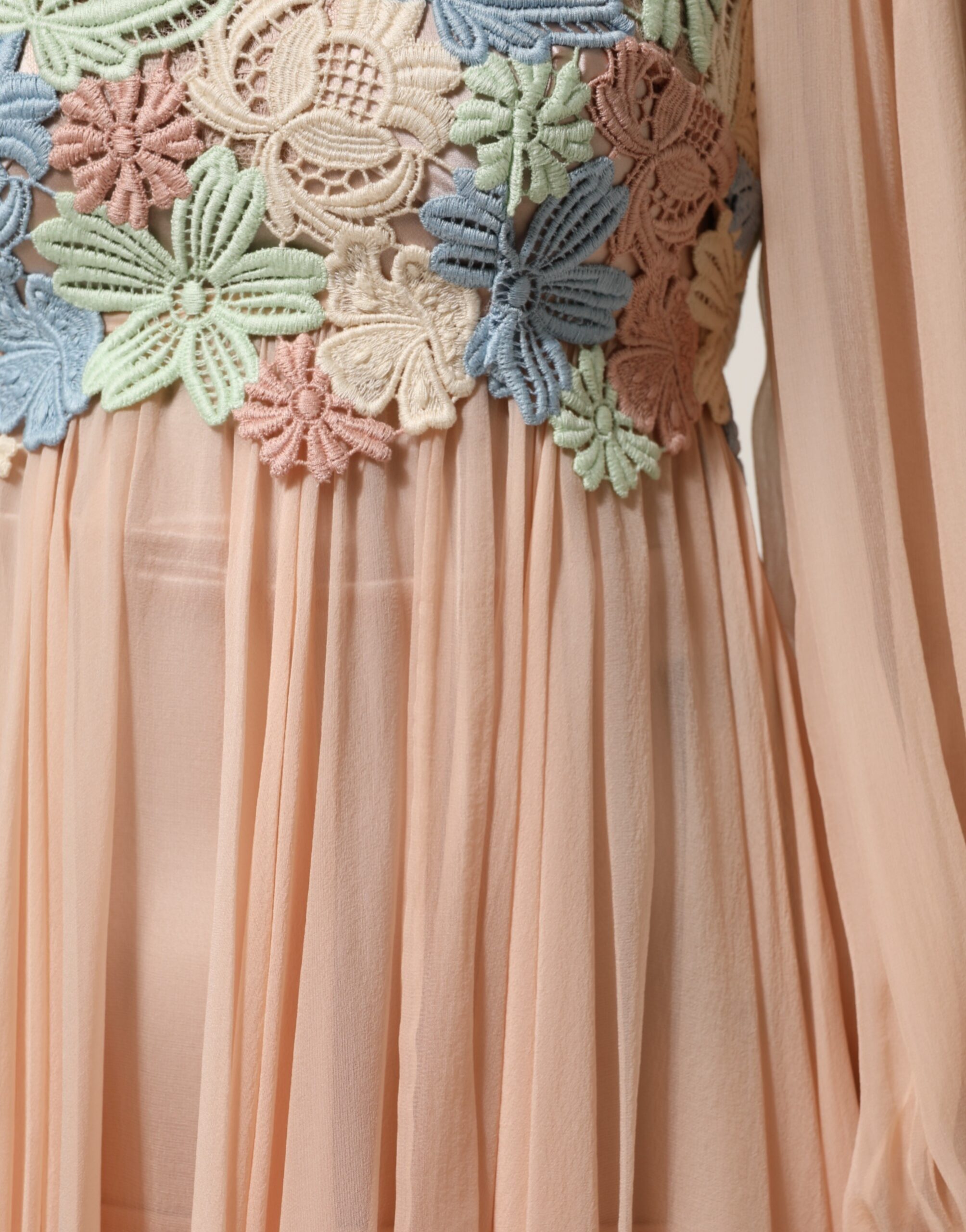 Dolce & Gabbana Pink Floral Embroidery Pleated A-line Dress - Image 6
