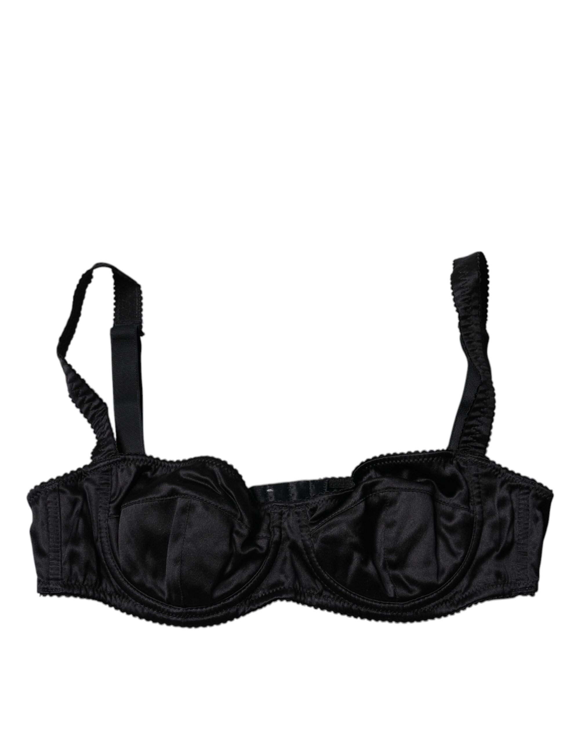 Dolce & Gabbana Black Silk Semi-Pad Balconette Bra Underwear - Image 2