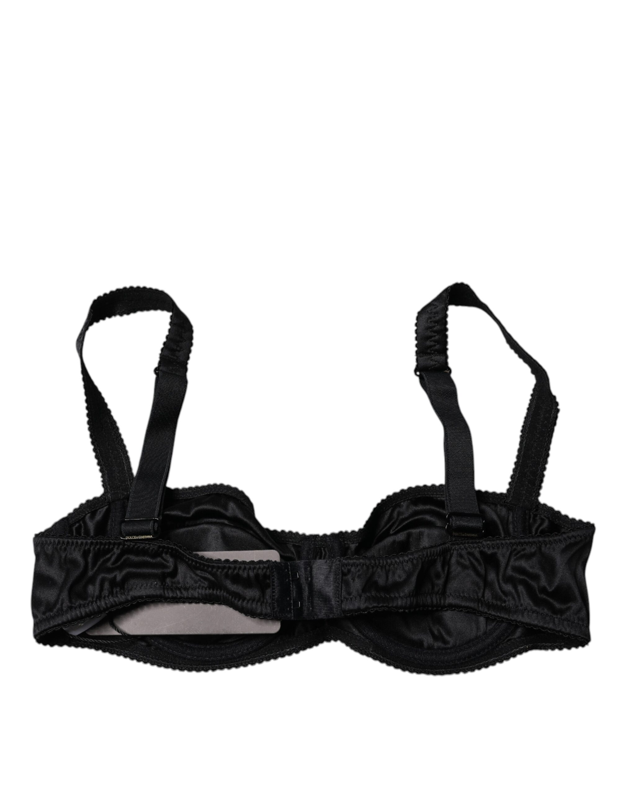 Dolce & Gabbana Black Silk Semi-Pad Balconette Bra Underwear - Image 3