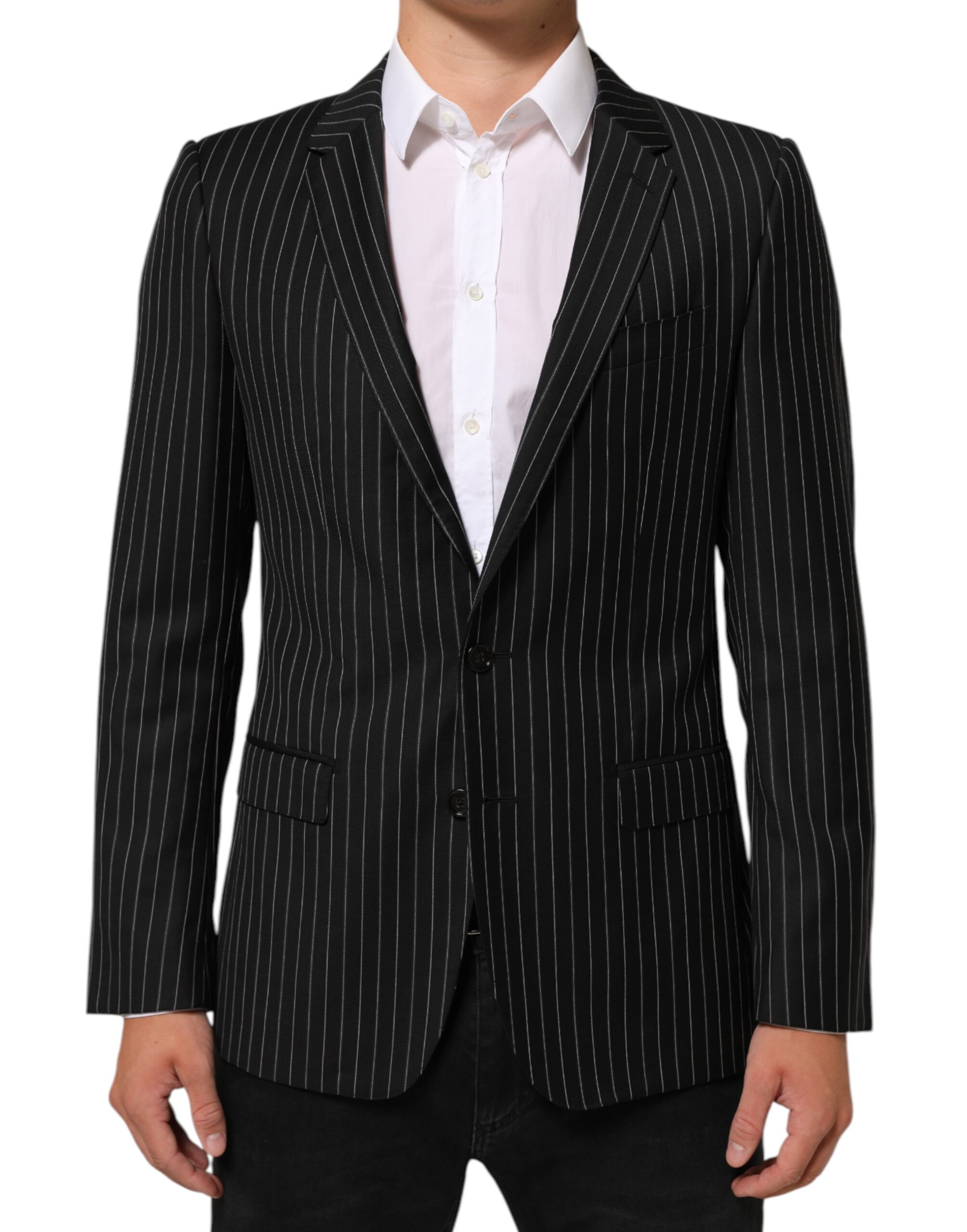 Dolce & Gabbana Dark Gray Stripes MARTINI 1 Button Suit Blazer - Image 2