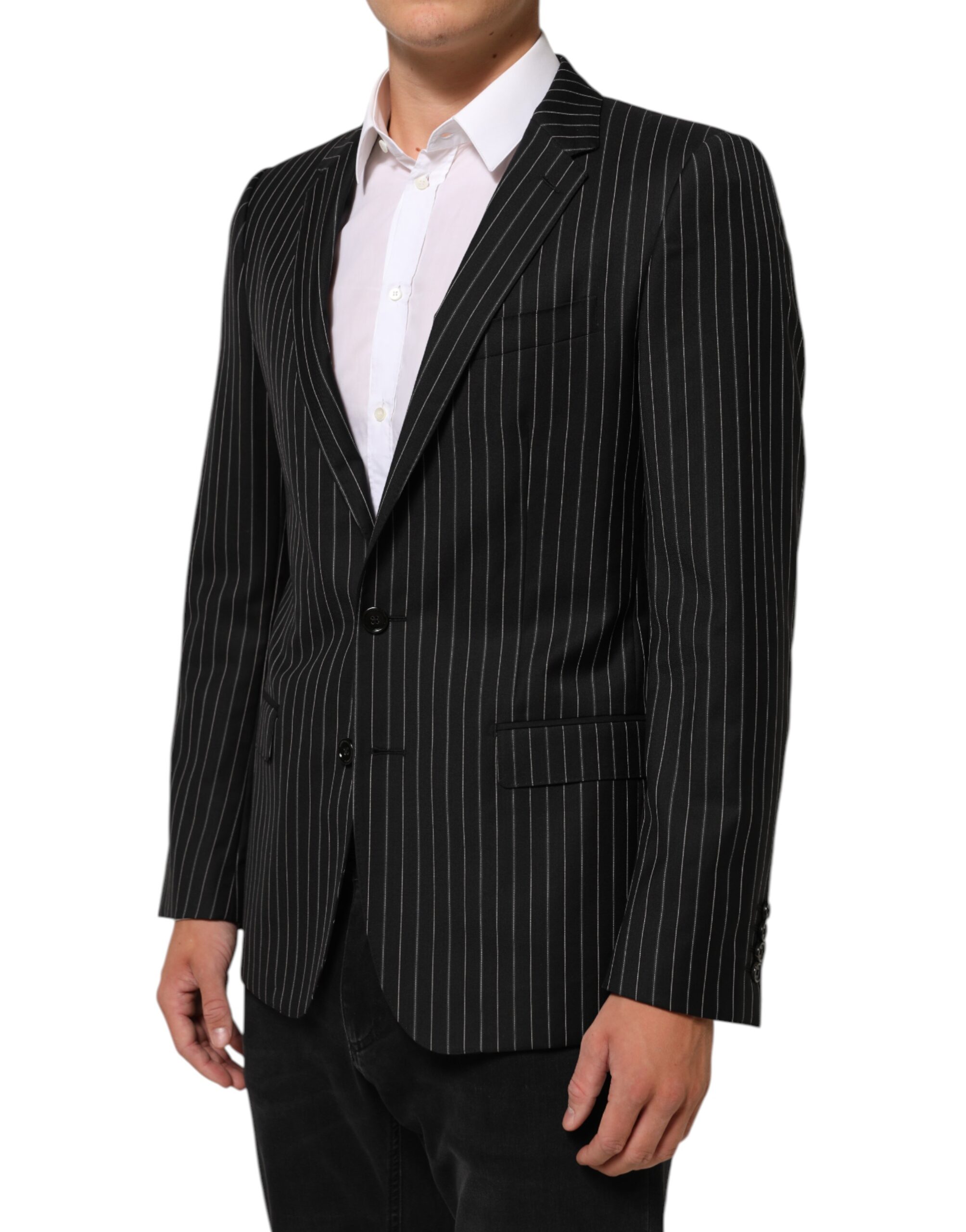 Dolce & Gabbana Dark Gray Stripes MARTINI 1 Button Suit Blazer - Image 3