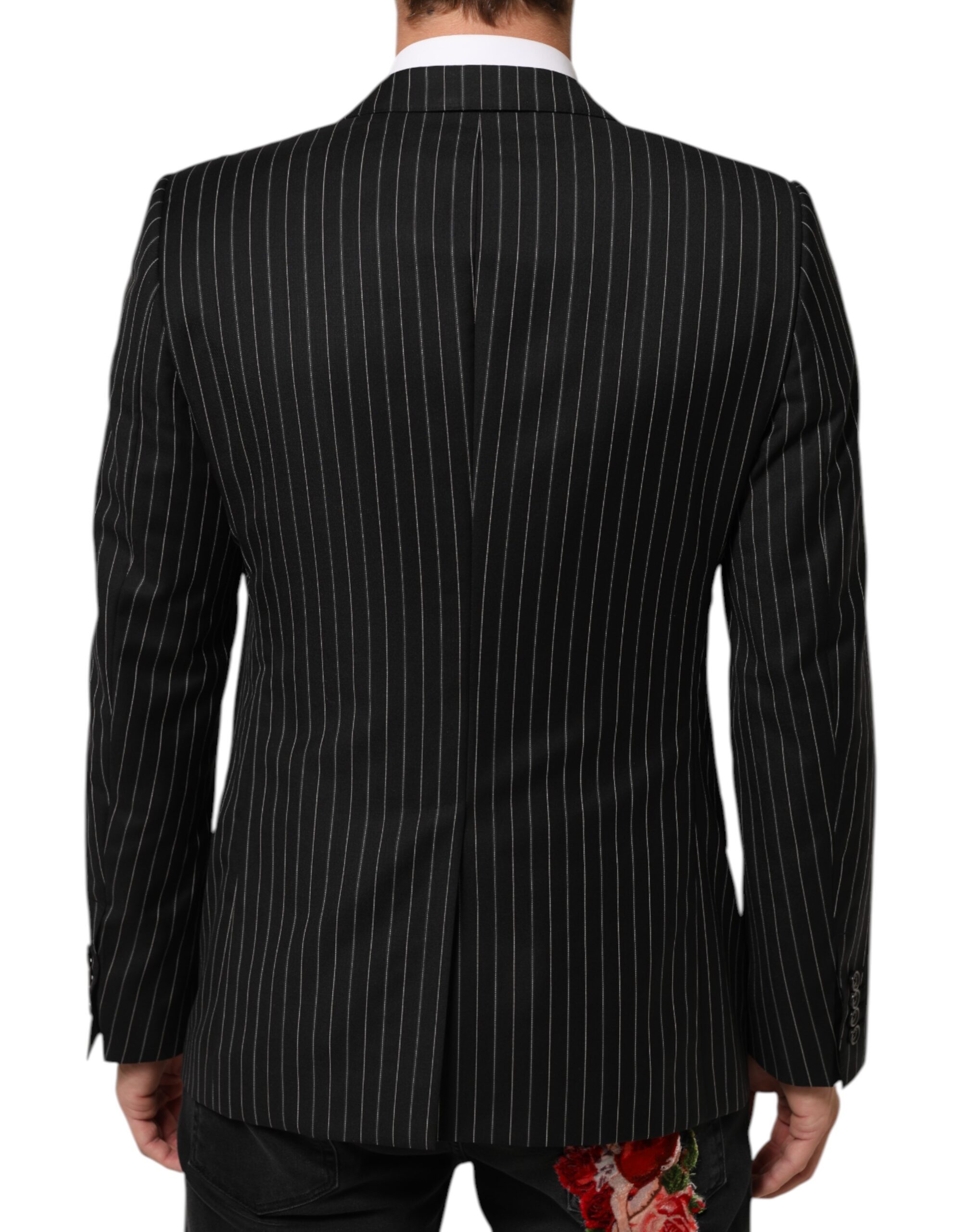 Dolce & Gabbana Dark Gray Stripes MARTINI 1 Button Suit Blazer - Image 4