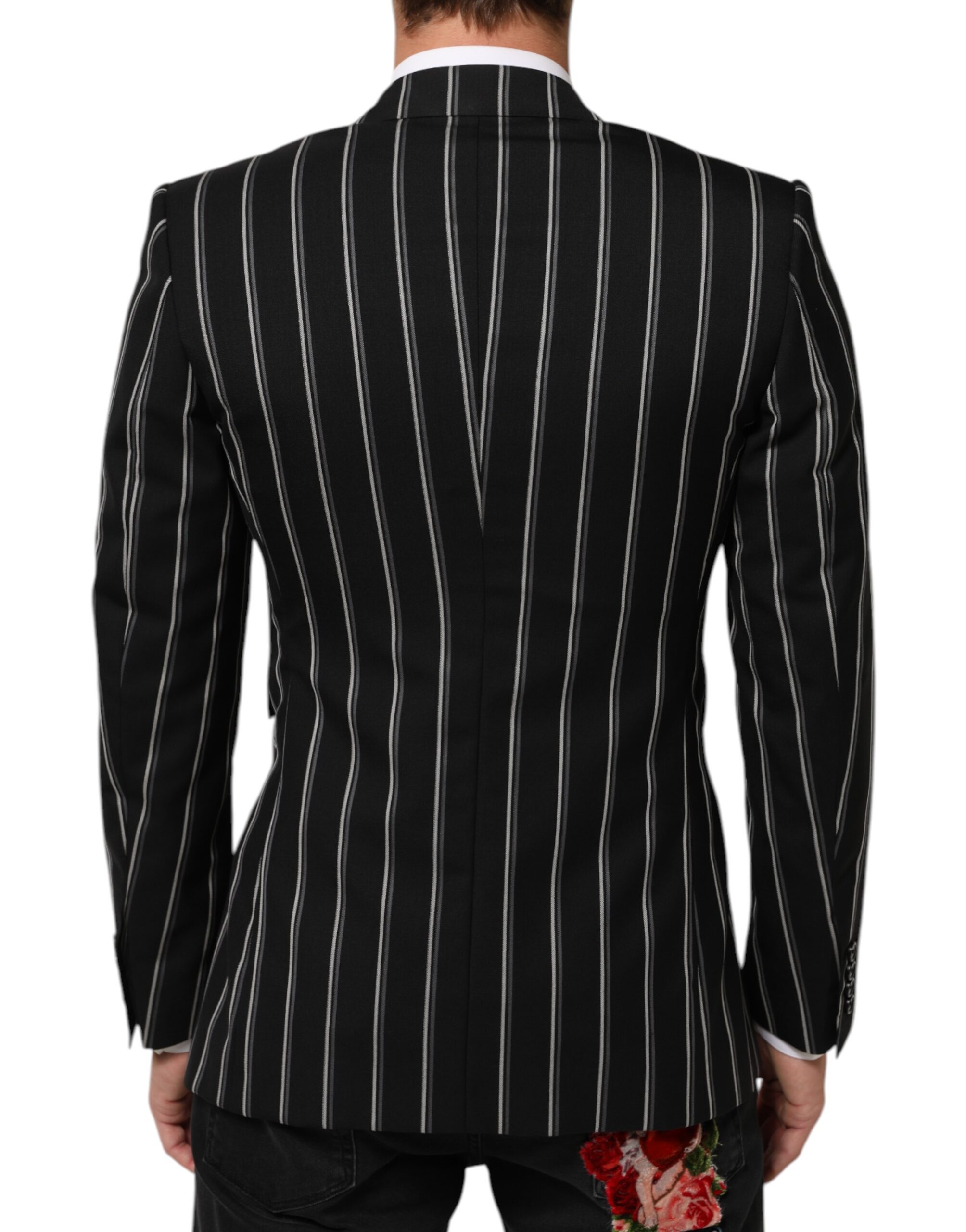Dolce & Gabbana Black Stripes SICILIA 1 Button Suit Blazer - Image 4