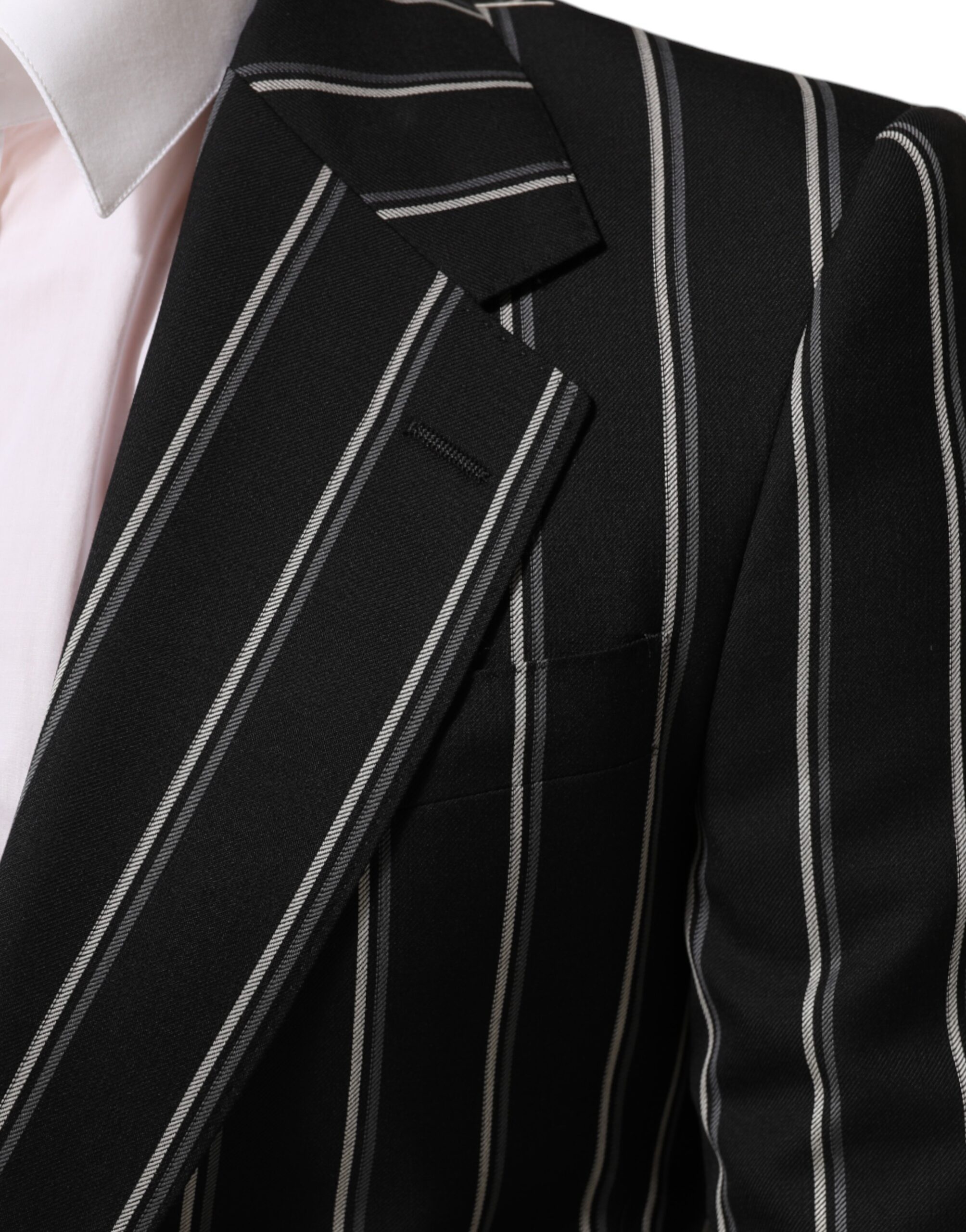 Dolce & Gabbana Black Stripes SICILIA 1 Button Suit Blazer - Image 6
