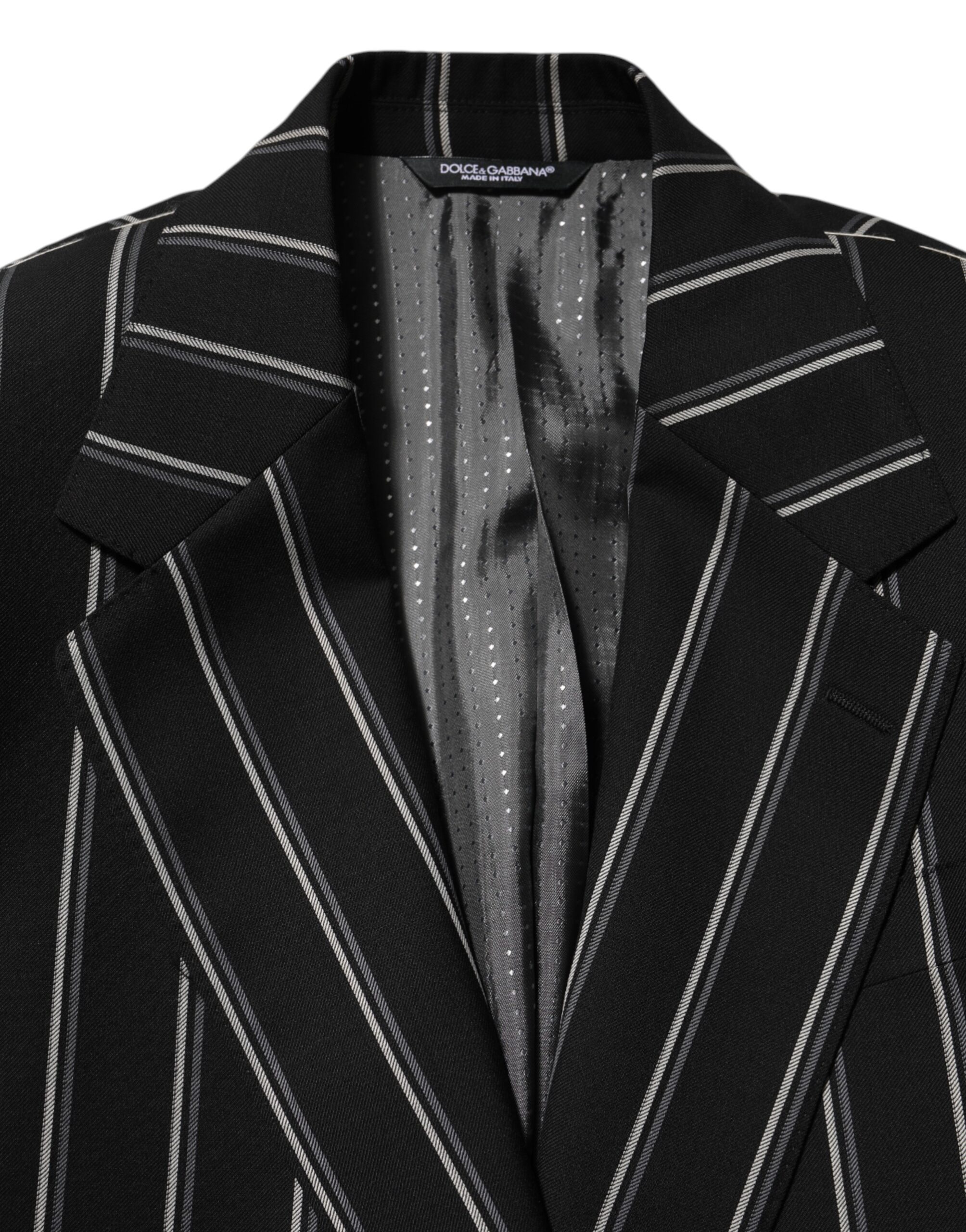 Dolce & Gabbana Black Stripes SICILIA 1 Button Suit Blazer - Image 7