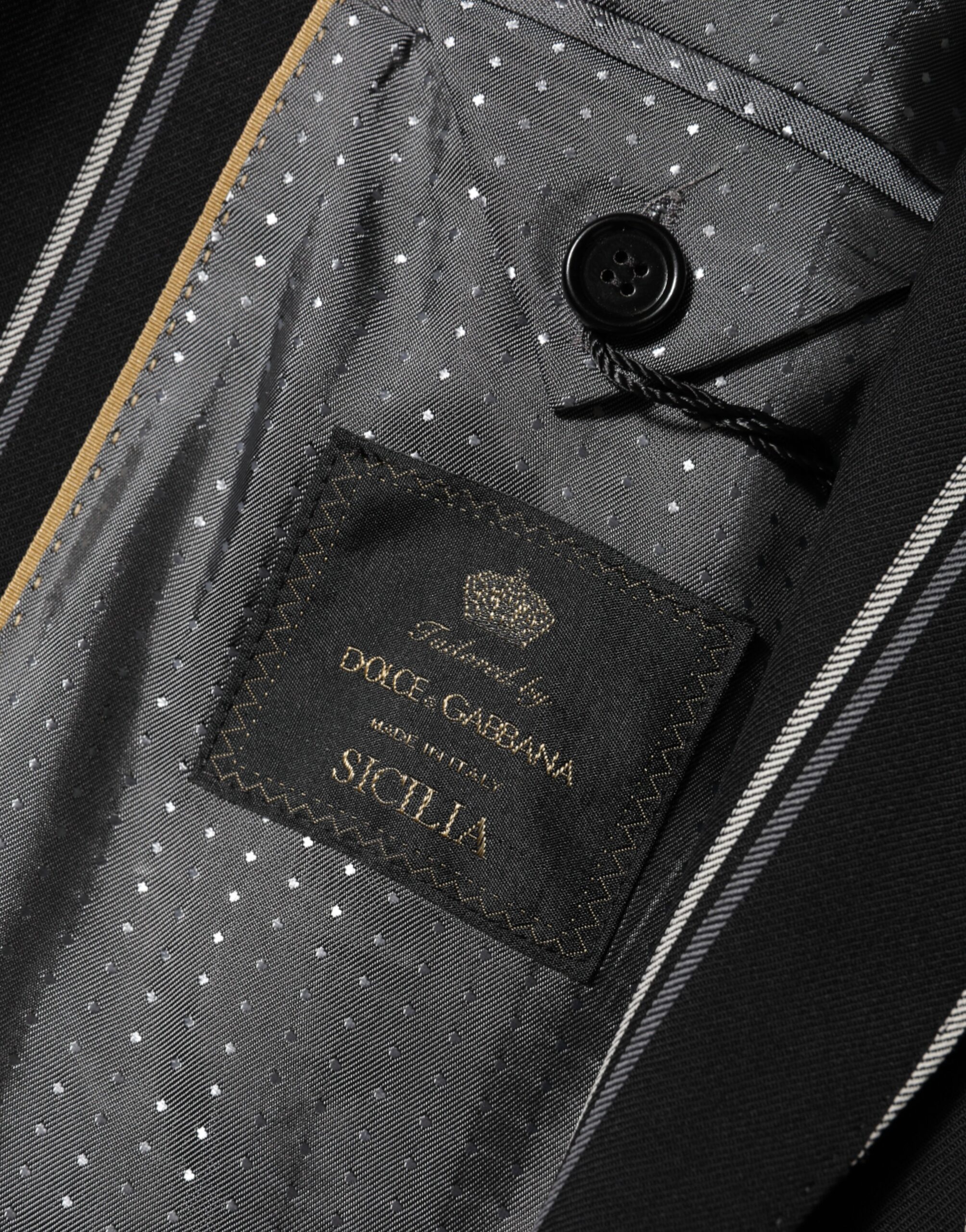 Dolce & Gabbana Black Stripes SICILIA 1 Button Suit Blazer - Image 8
