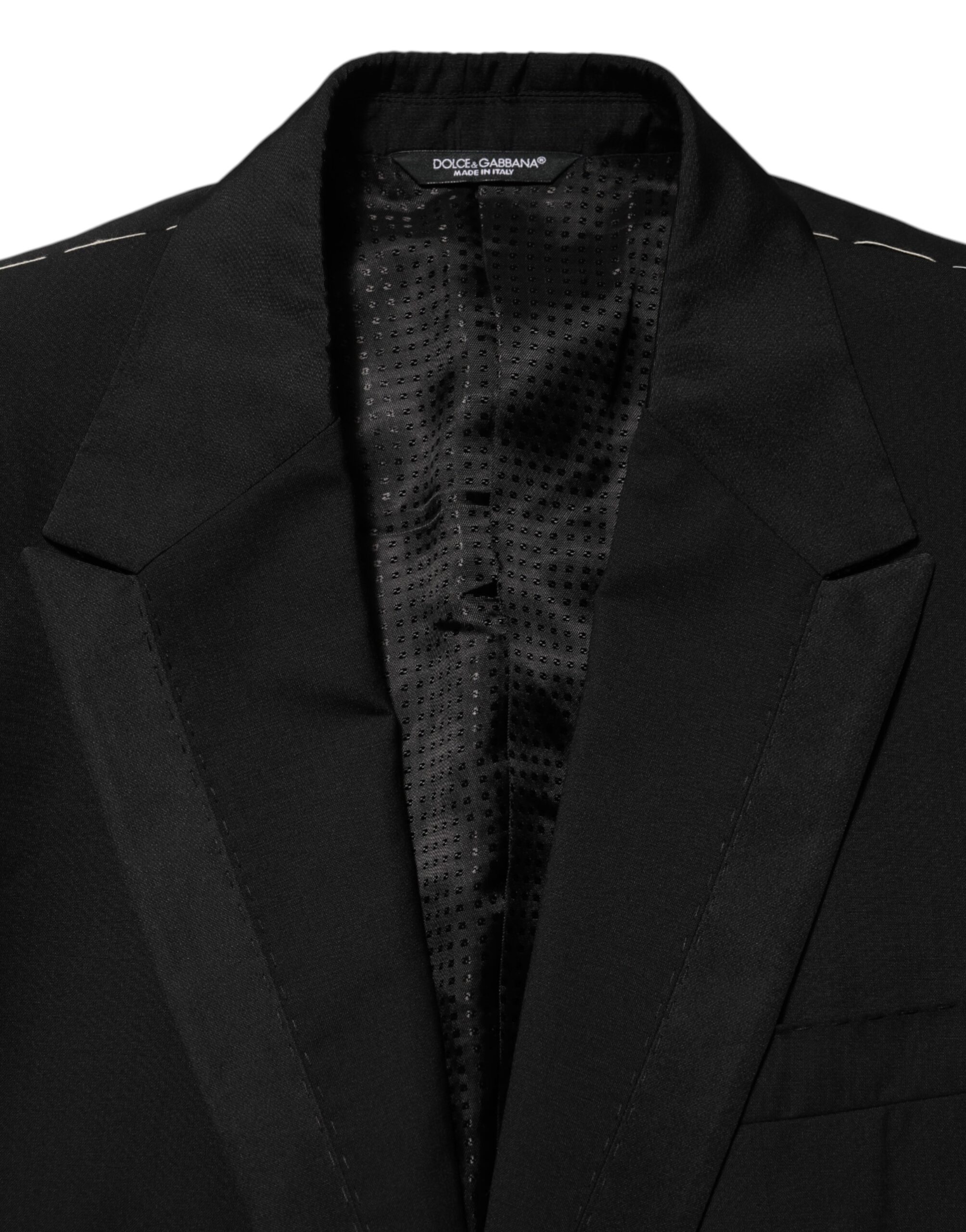 Dolce & Gabbana Black Wool 2 Buttons Suit Men Jacket Blazer - Image 7