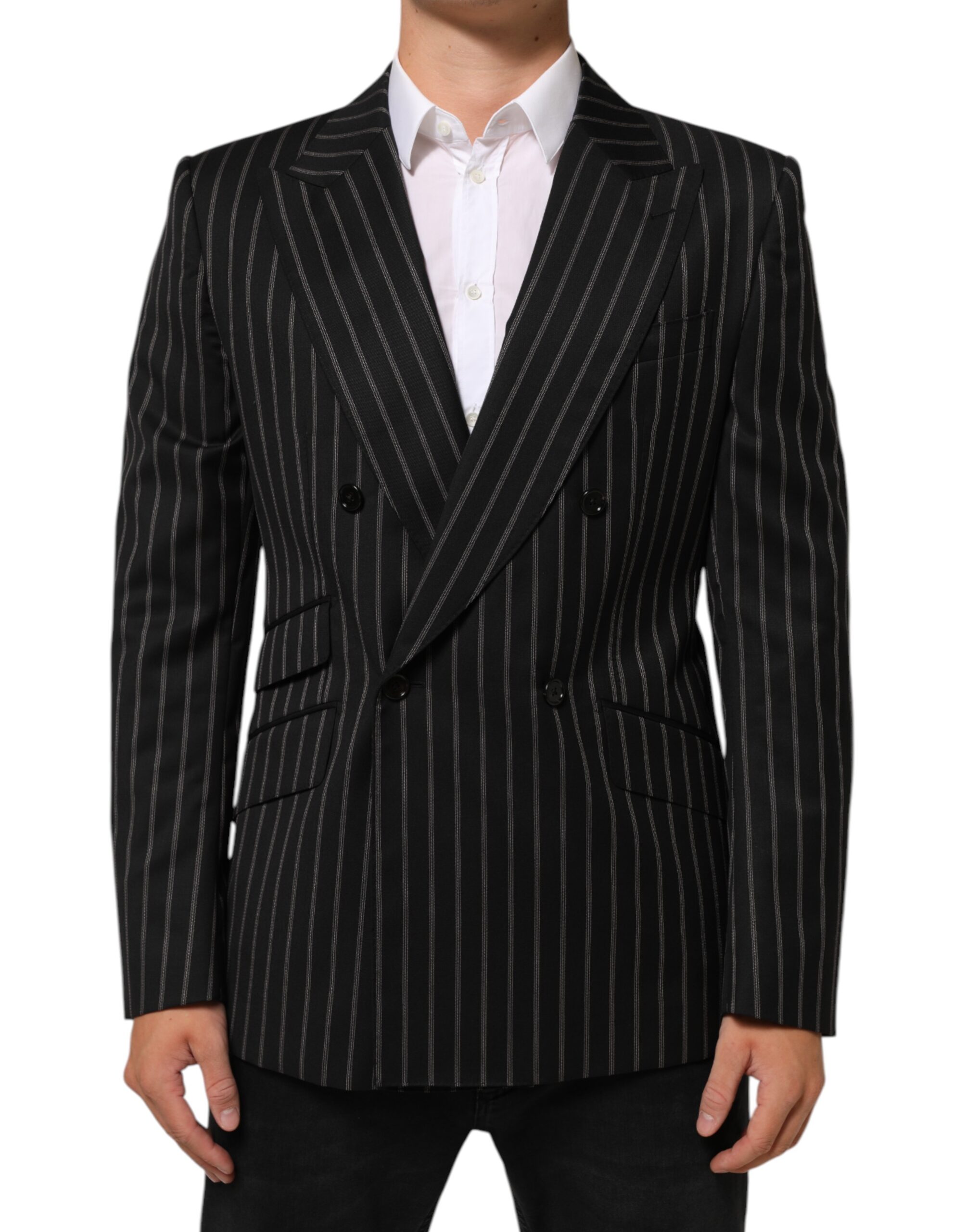 Dolce & Gabbana Black Stripes SICILIA 1 Button Suit Blazer - Image 2