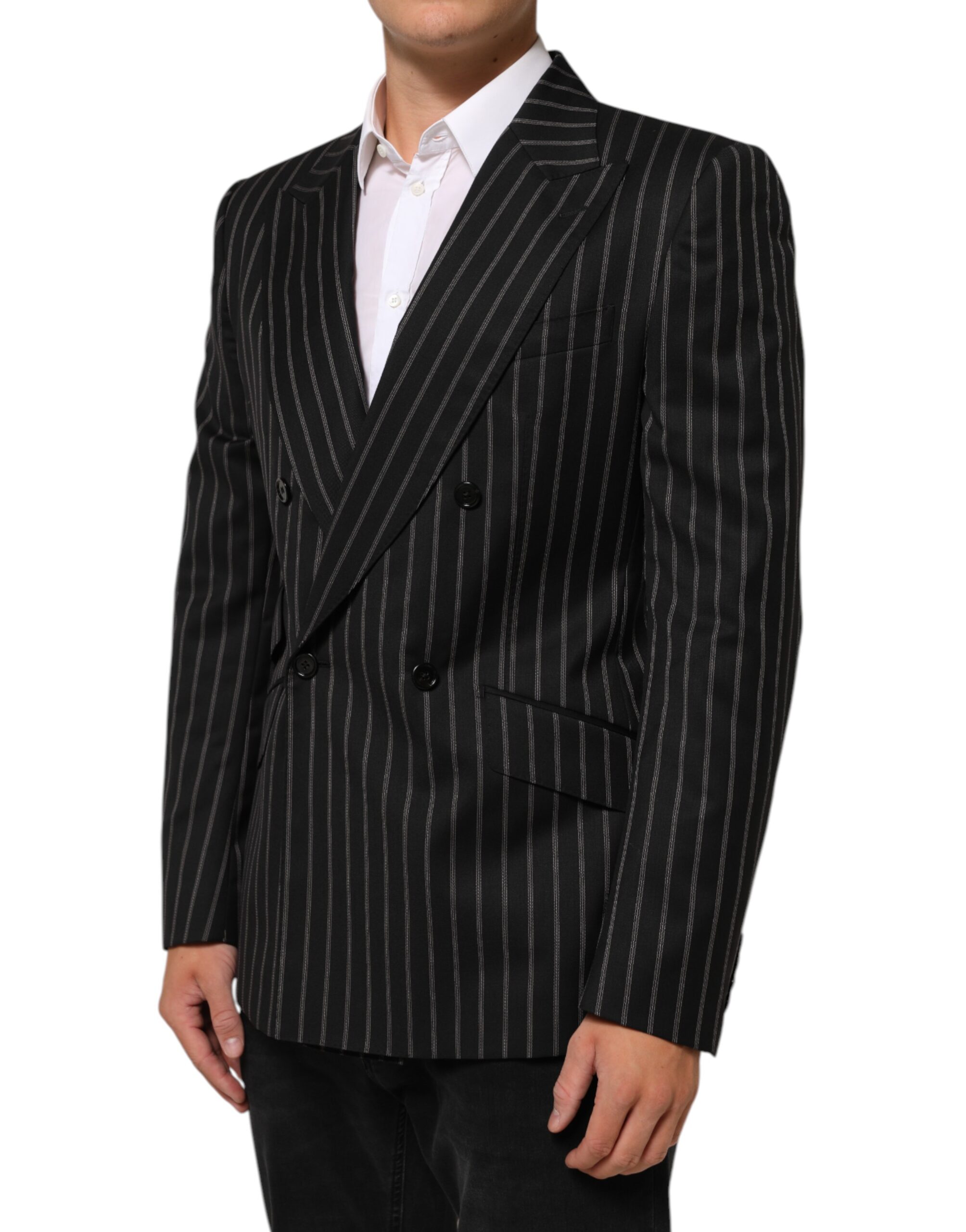 Dolce & Gabbana Black Stripes SICILIA 1 Button Suit Blazer - Image 3