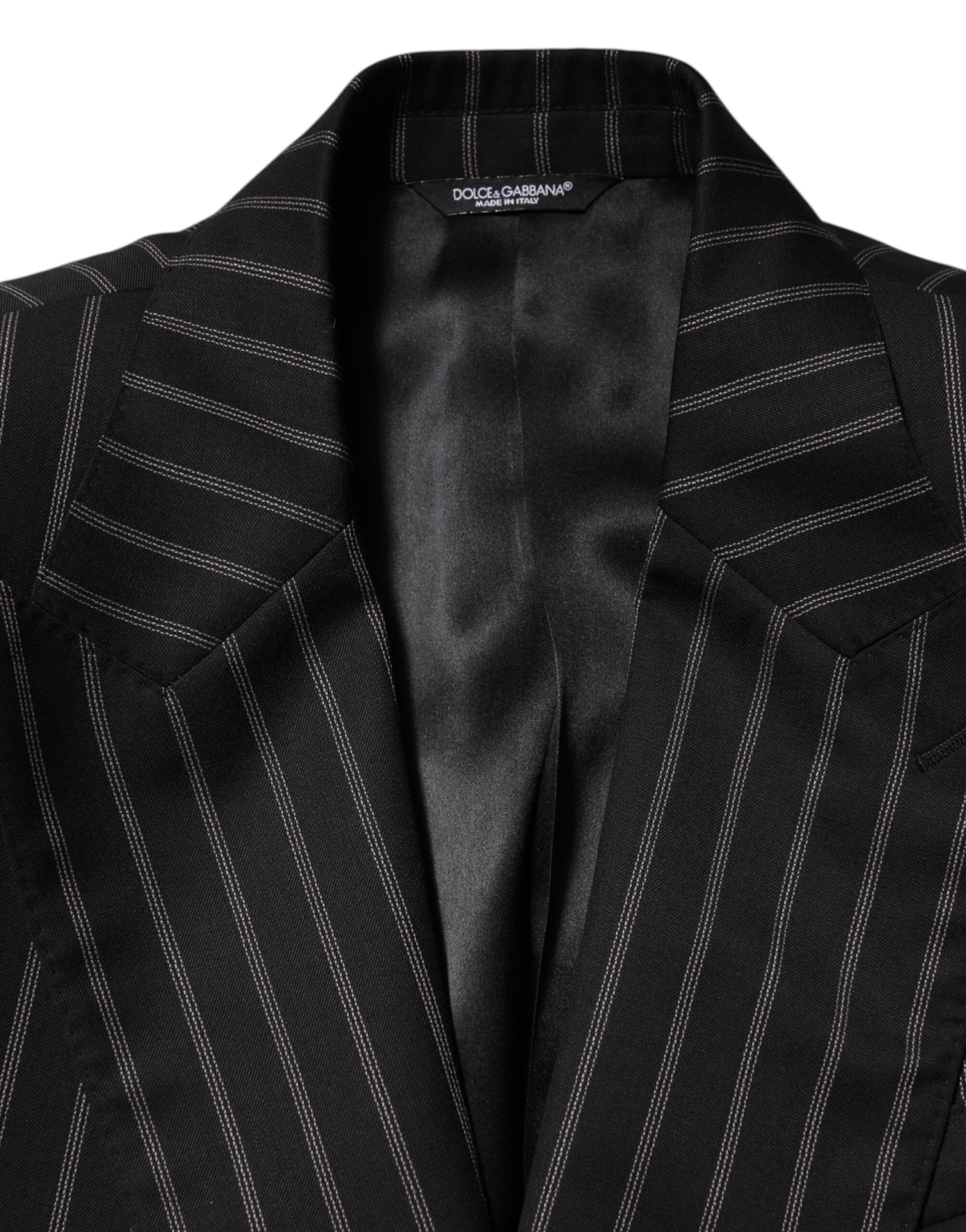 Dolce & Gabbana Black Stripes SICILIA 1 Button Suit Blazer - Image 7