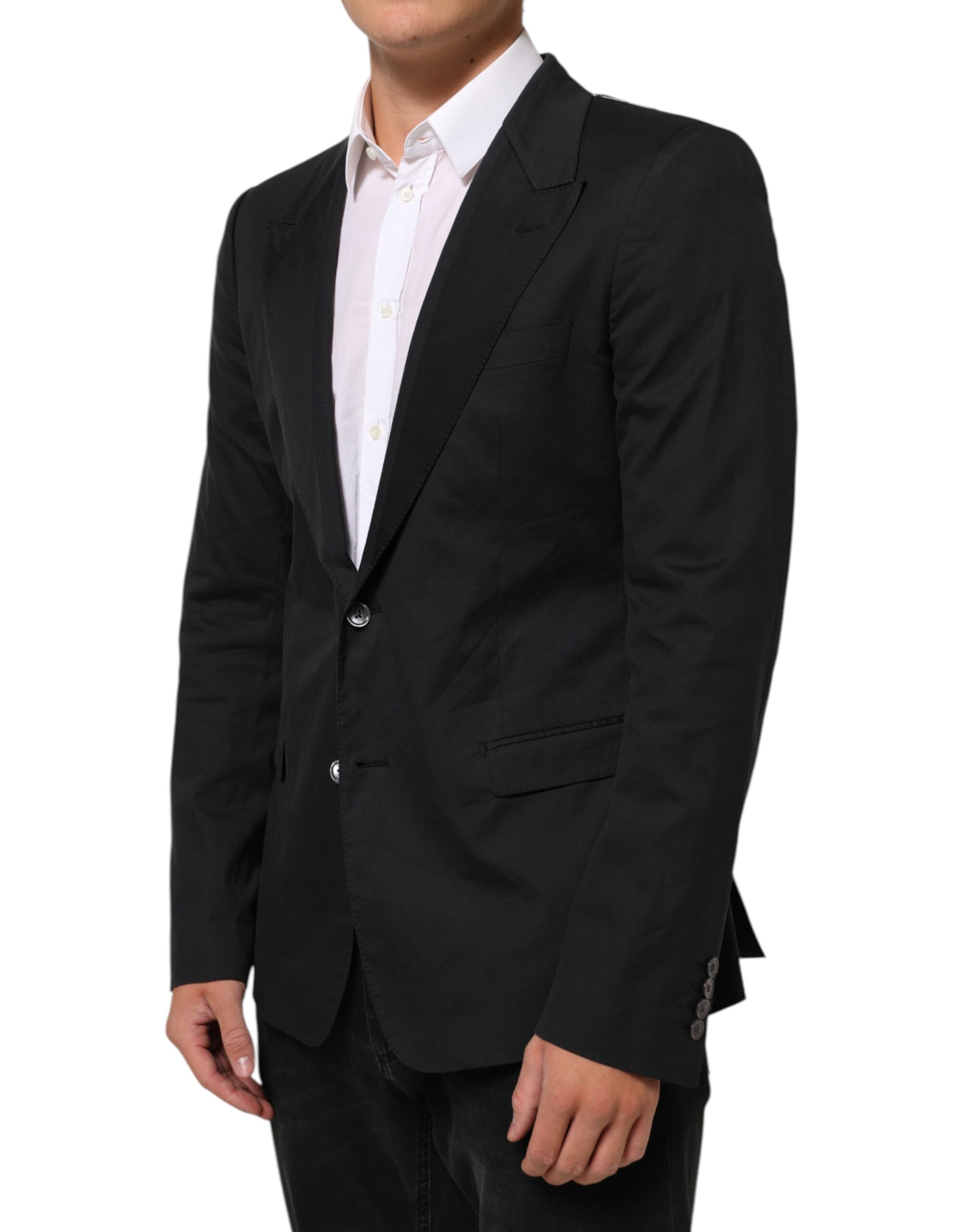 Dolce & Gabbana Black Cotton 2 Buttons Suit Jacket Blazer - Image 3