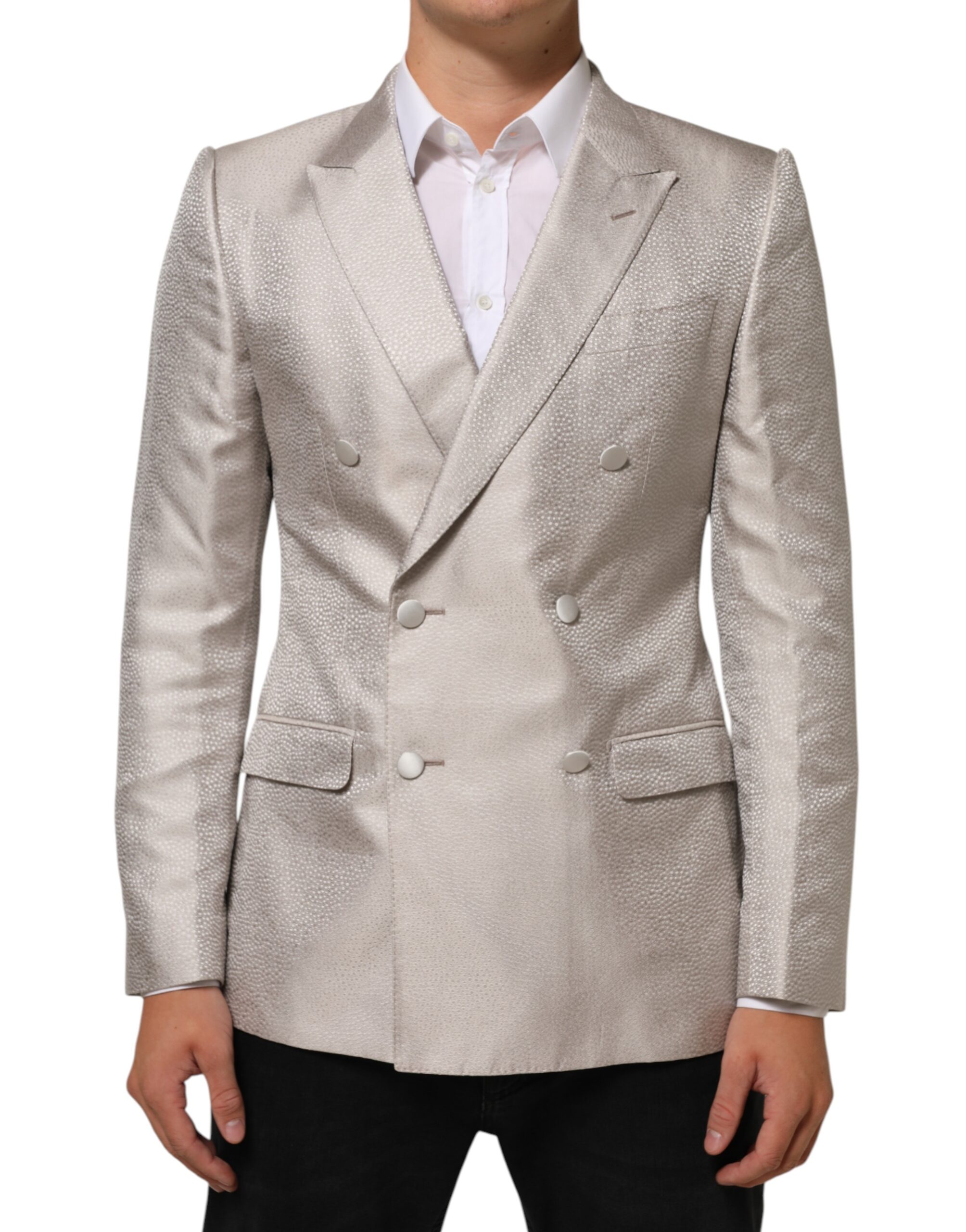 Dolce & Gabbana Beige MARTINI Double-Breasted Suit Blazer - Image 2