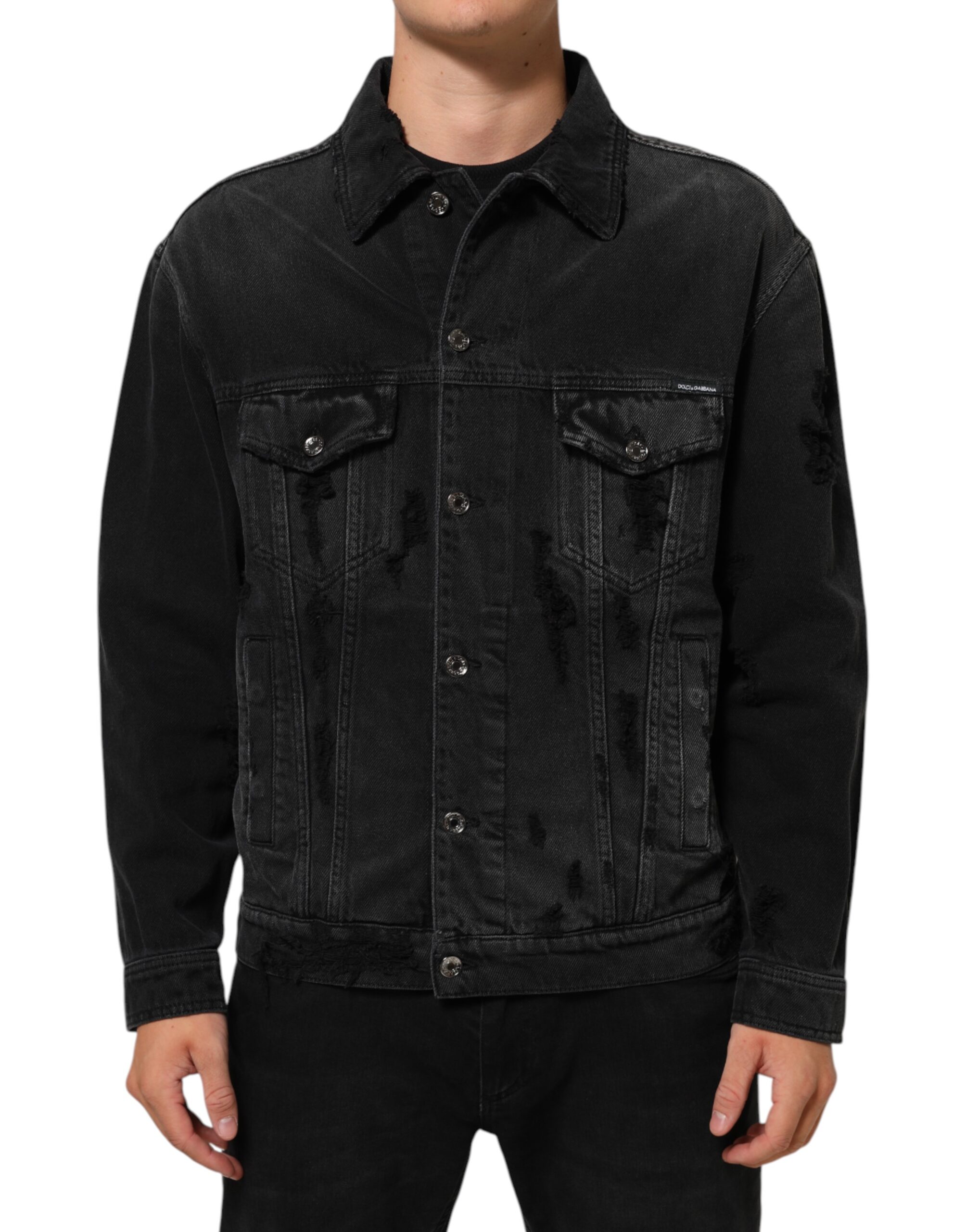 Dolce & Gabbana Black Cotton Stretch Denim Blouson Jacket - Image 2