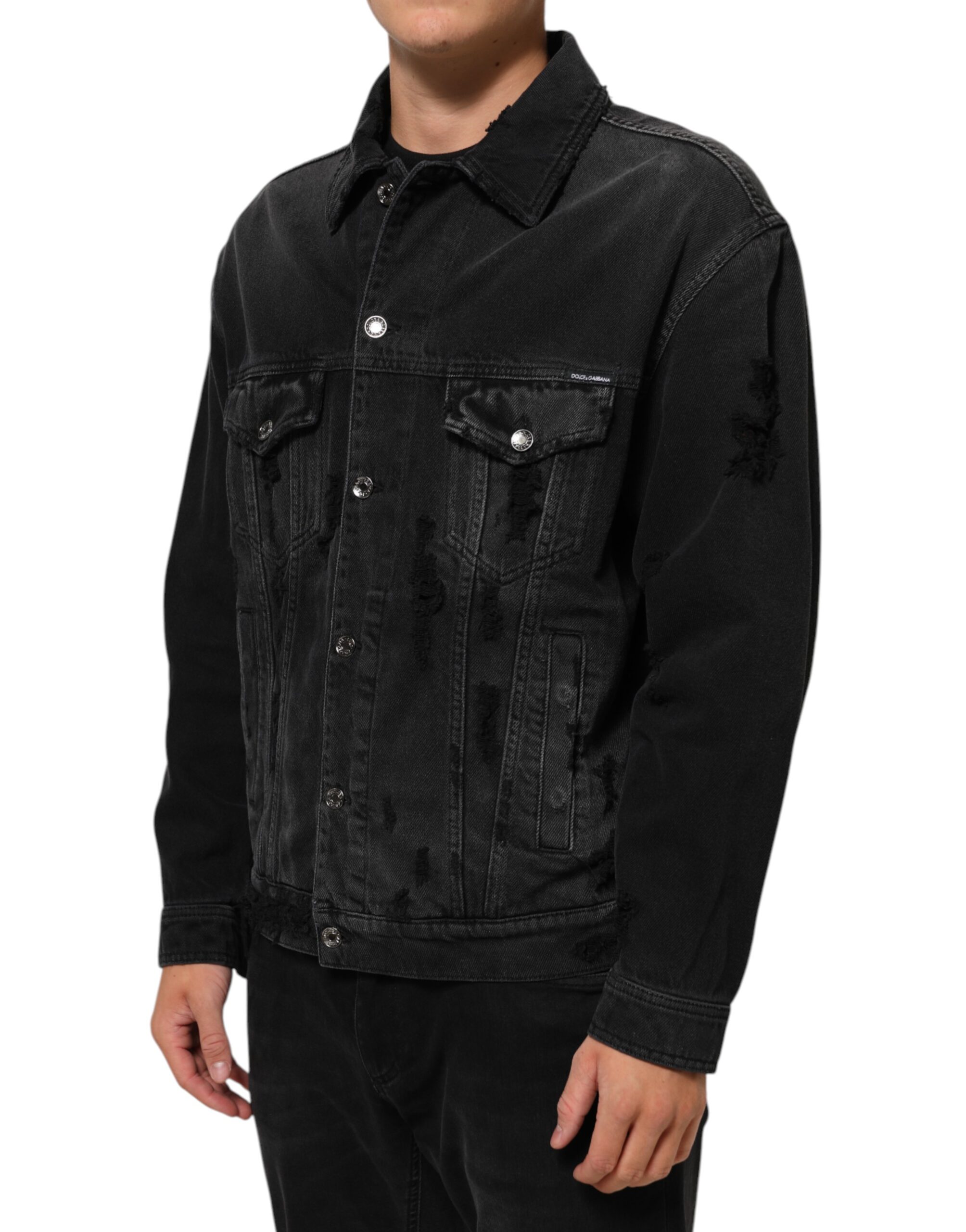 Dolce & Gabbana Black Cotton Stretch Denim Blouson Jacket - Image 3