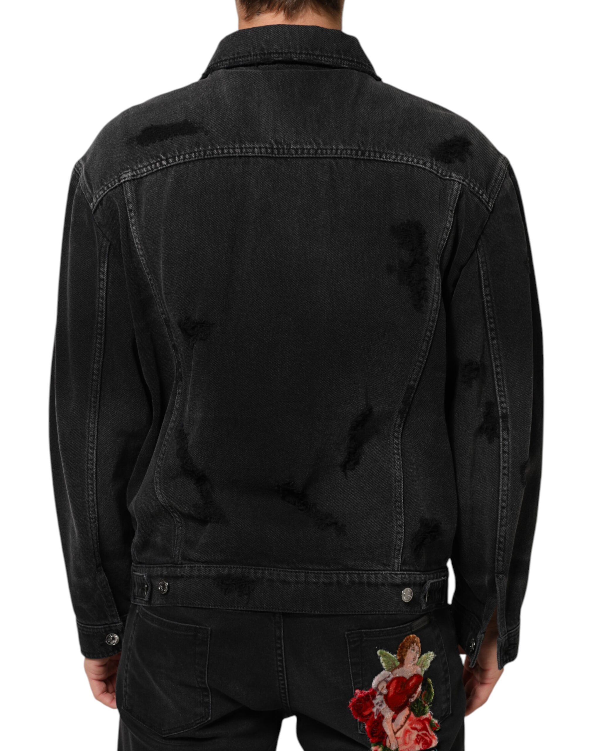 Dolce & Gabbana Black Cotton Stretch Denim Blouson Jacket - Image 4