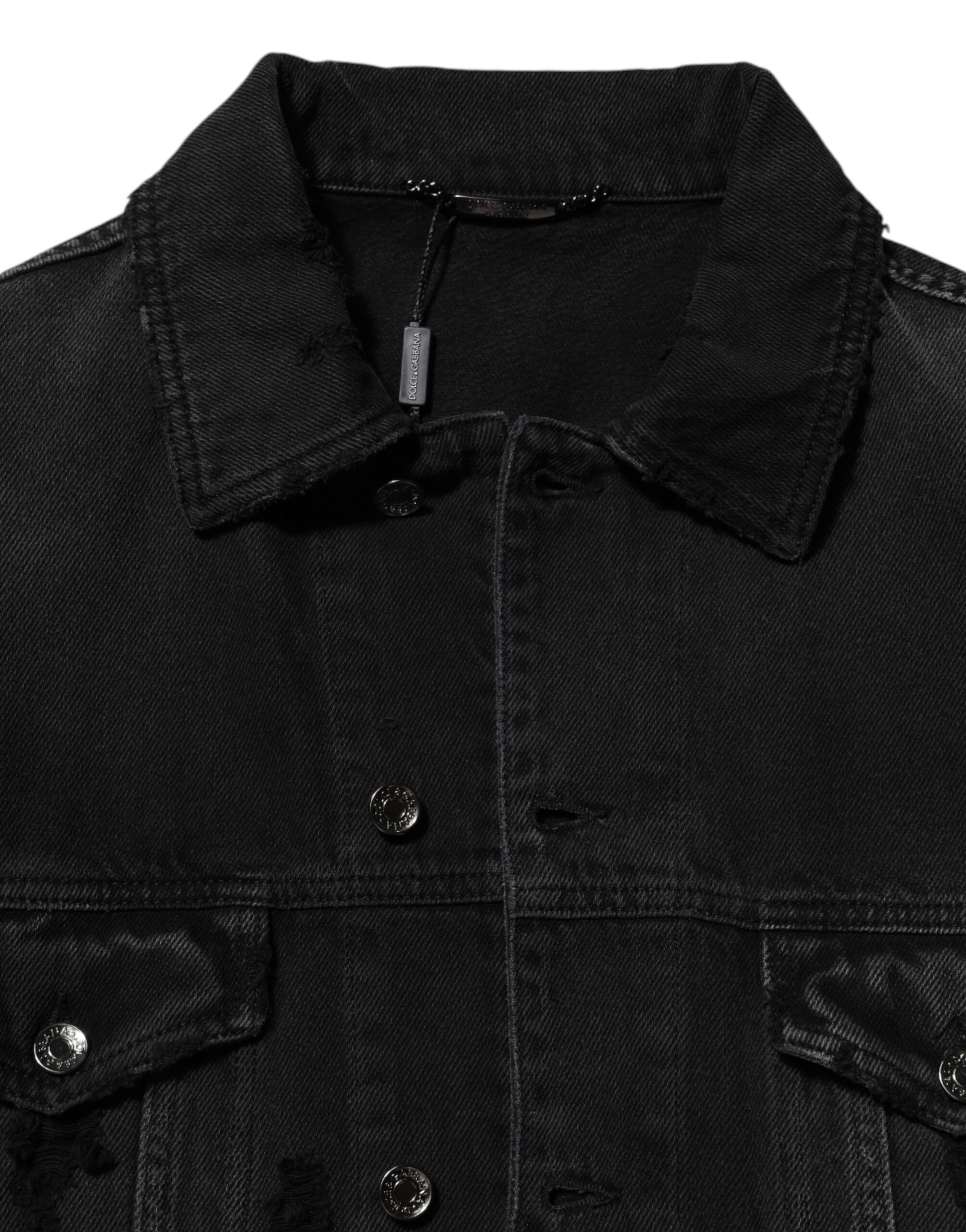 Dolce & Gabbana Black Cotton Stretch Denim Blouson Jacket - Image 7