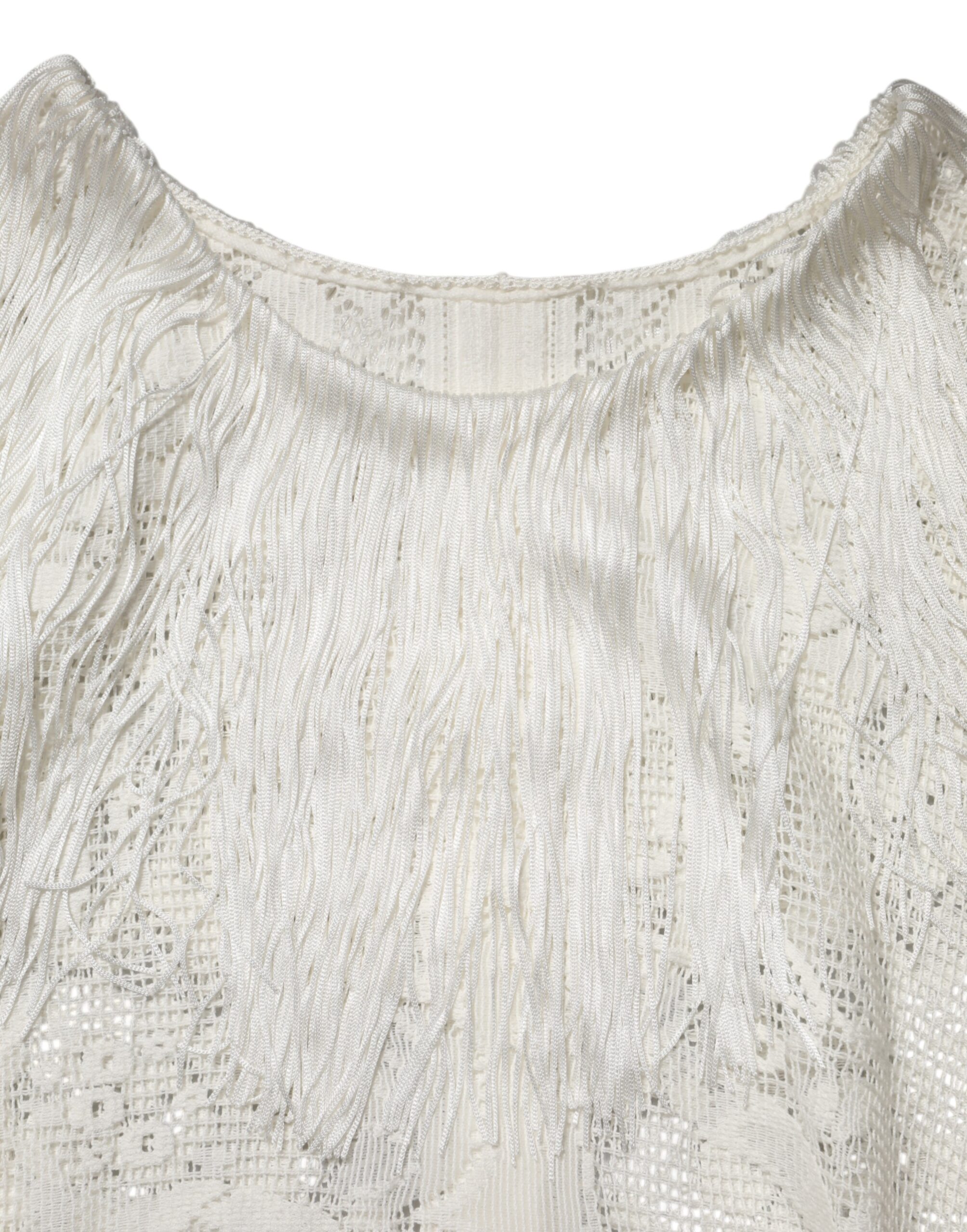 Dolce & Gabbana White Floral Lace Fringe Knee Length Dress - Image 7