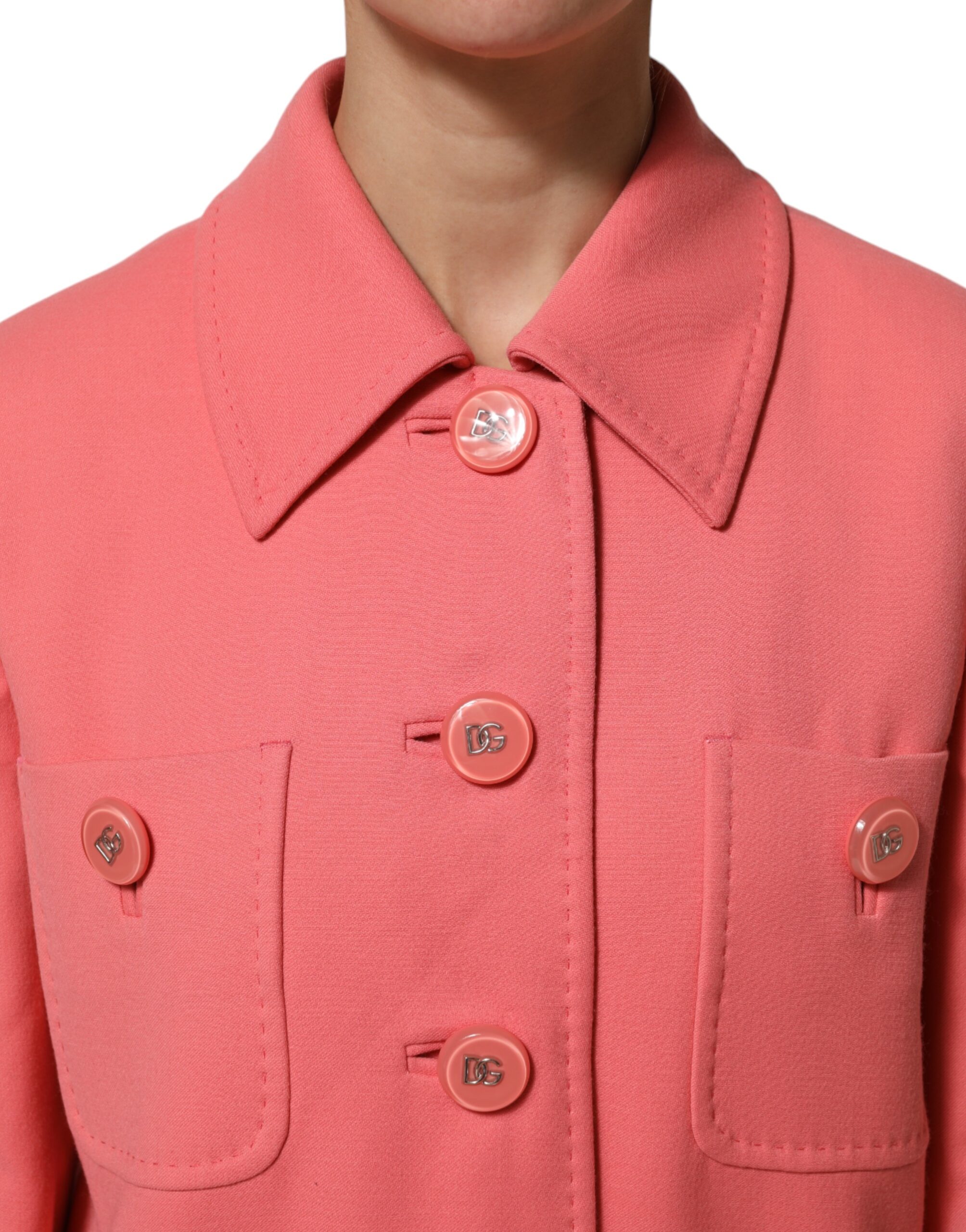 Dolce & Gabbana Pink Buttoned Down Trench Coat Jacket - Image 5