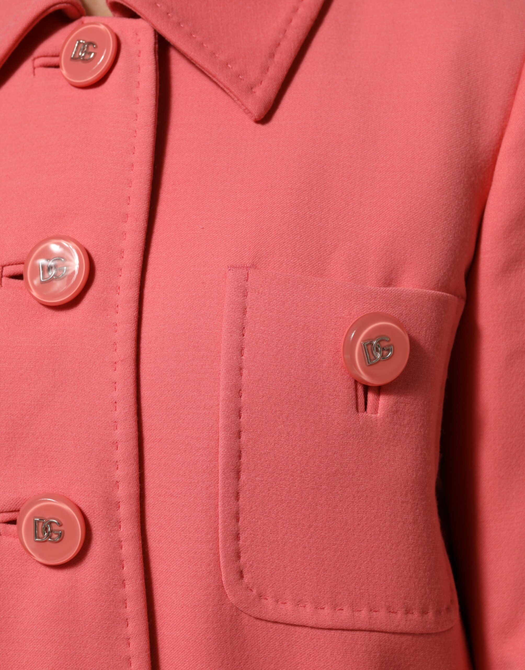 Dolce & Gabbana Pink Buttoned Down Trench Coat Jacket - Image 6