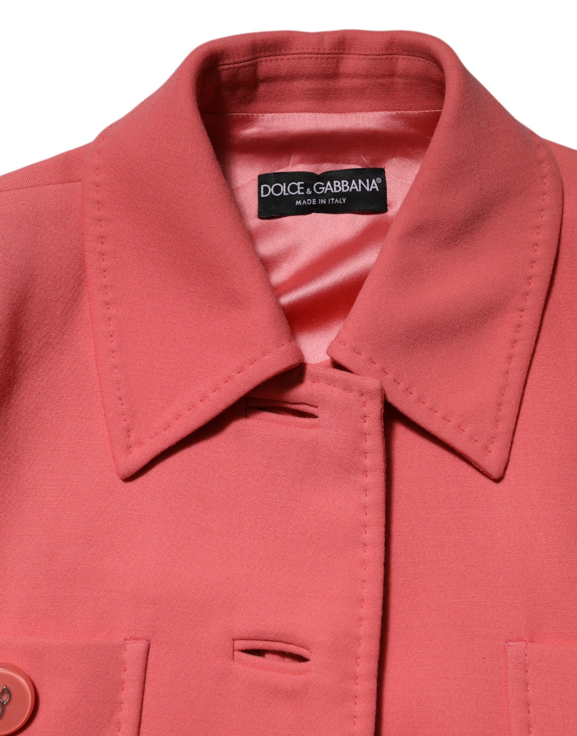 Dolce & Gabbana Pink Buttoned Down Trench Coat Jacket - Image 7