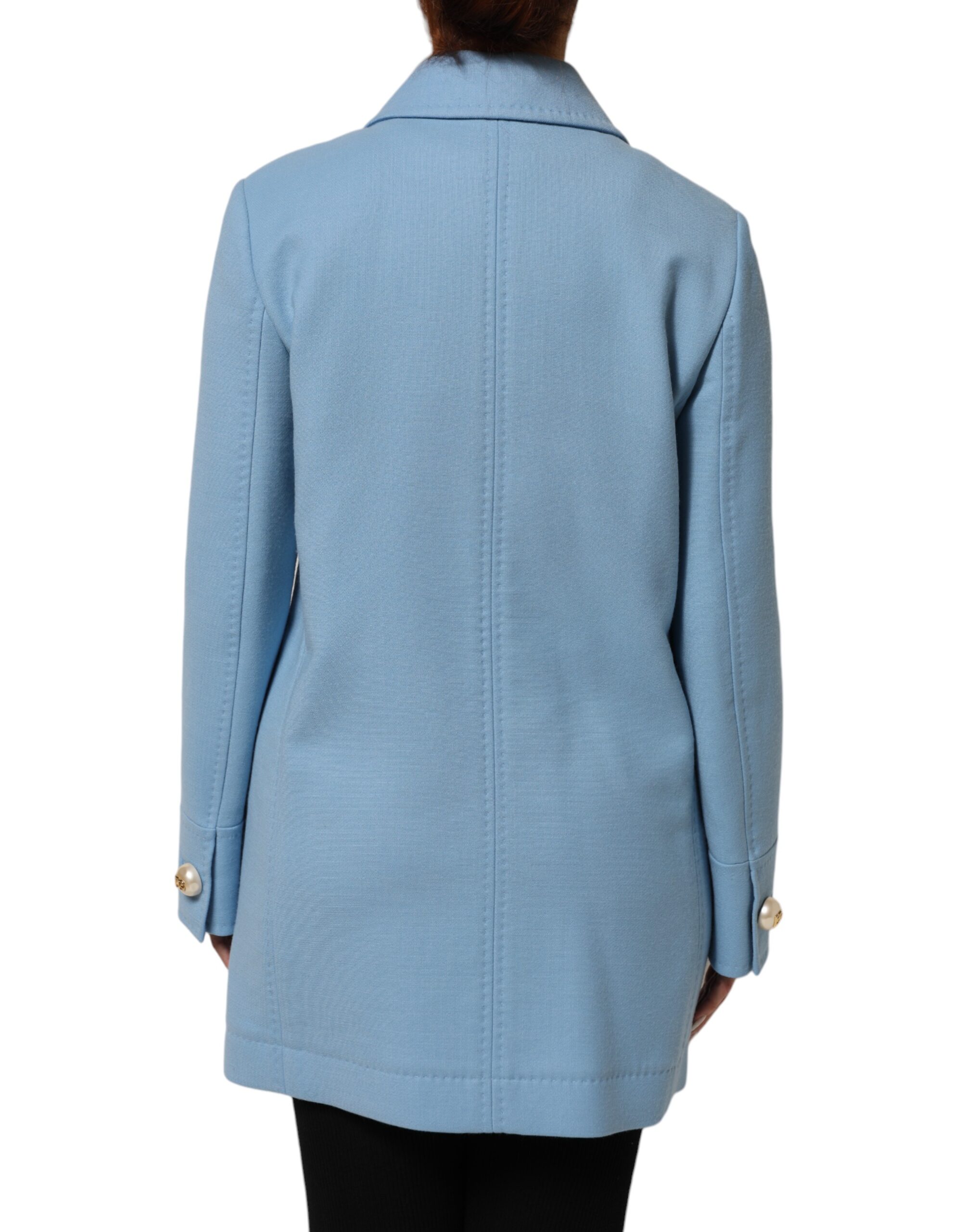 Dolce & Gabbana Blue Buttoned Down Trench Coat Jacket - Image 4