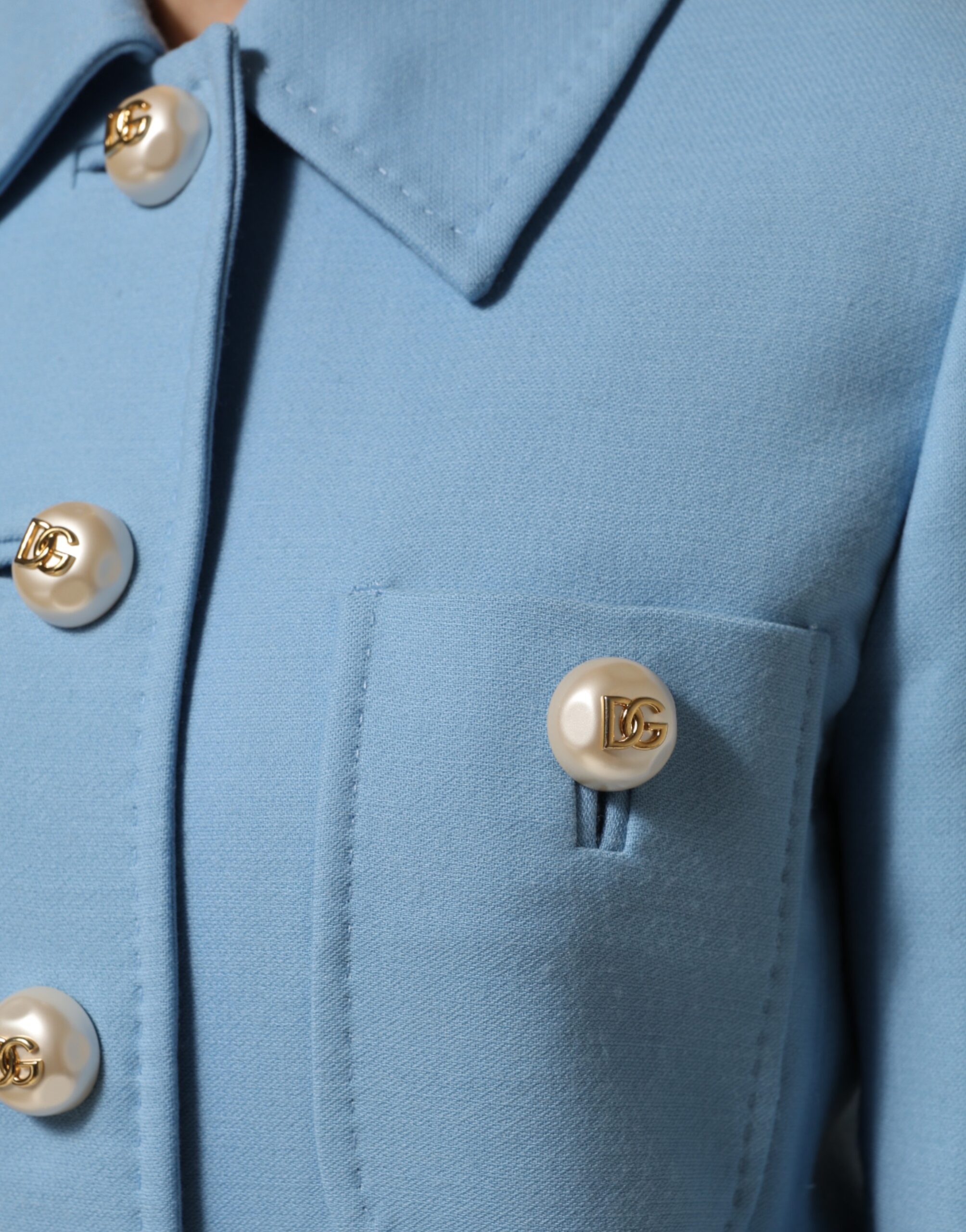 Dolce & Gabbana Blue Buttoned Down Trench Coat Jacket - Image 6