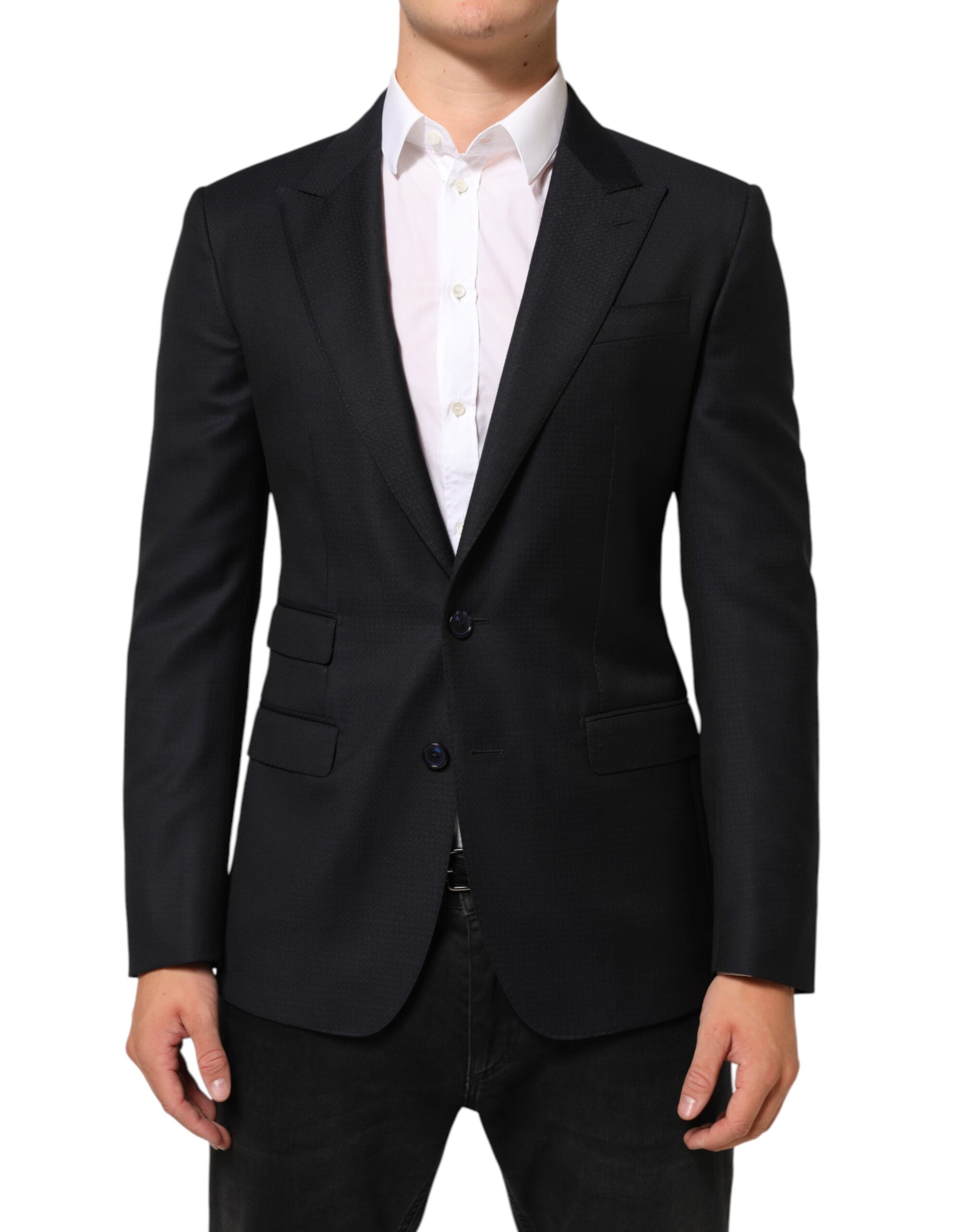 Dolce & Gabbana Dark Blue Wool NAPOLI 2 Button Men Suit Blazer - Image 2