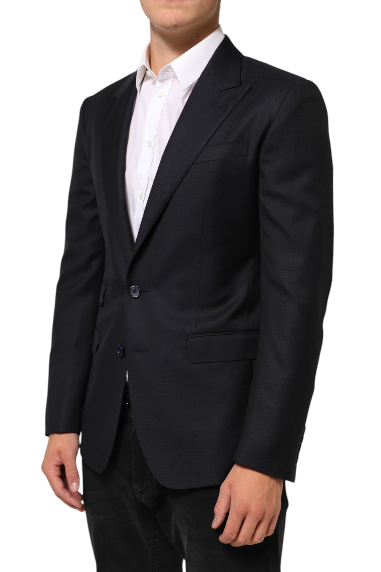 Dolce & Gabbana Dark Blue Wool NAPOLI 2 Button Men Suit Blazer - Image 3