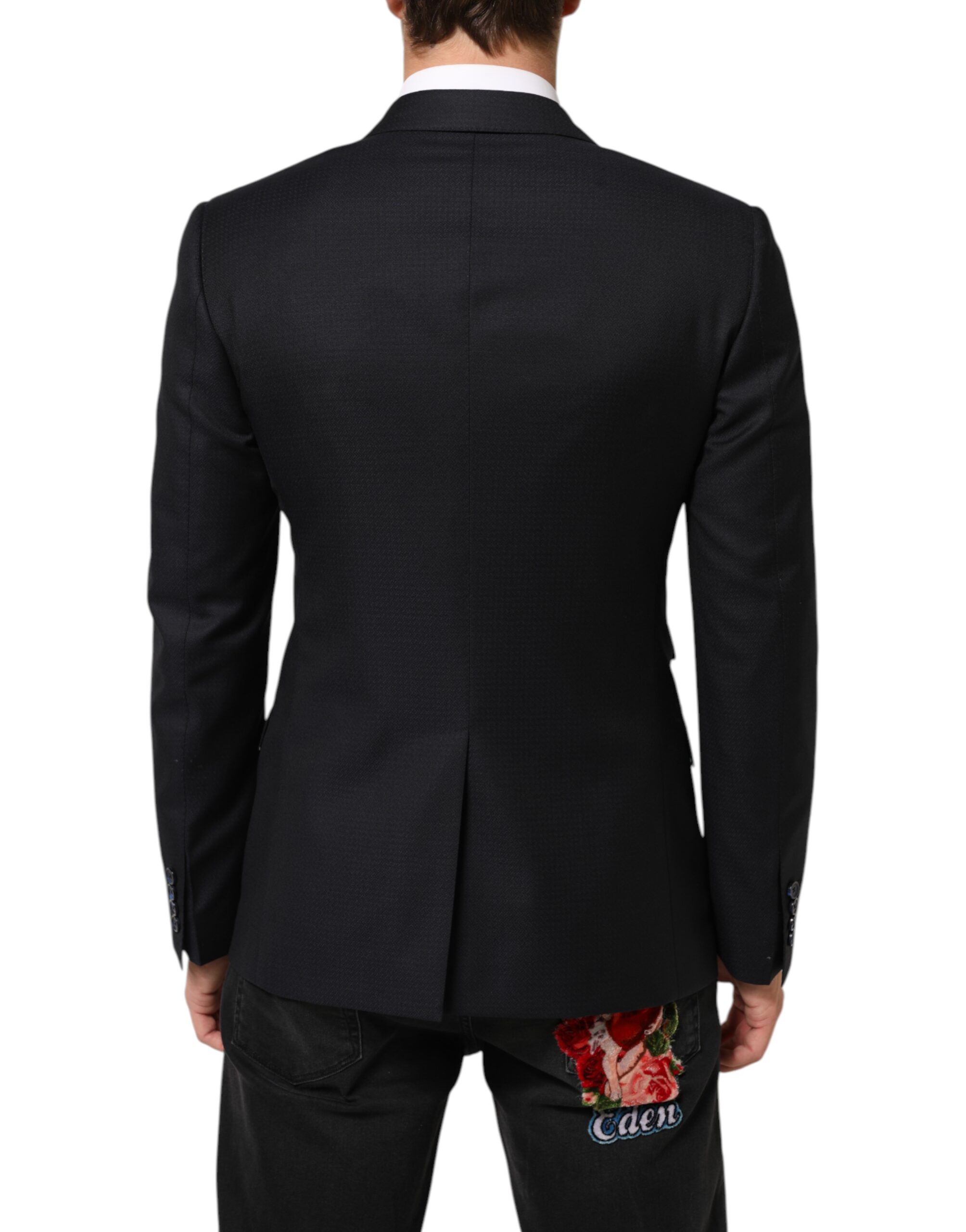 Dolce & Gabbana Dark Blue Wool NAPOLI 2 Button Men Suit Blazer - Image 4