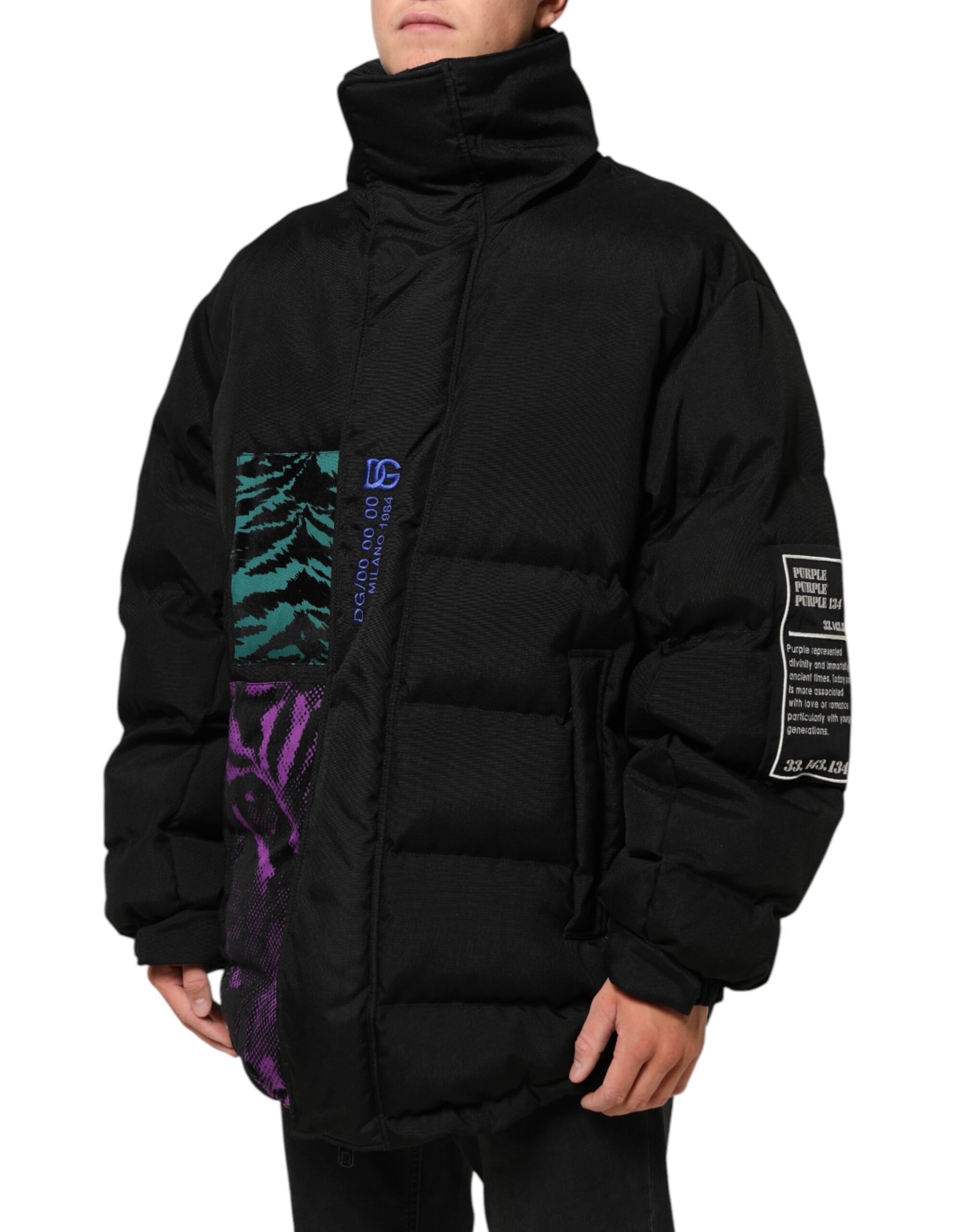 Dolce & Gabbana Black Nylon Puffer Men Full Zip Jacket - Image 3