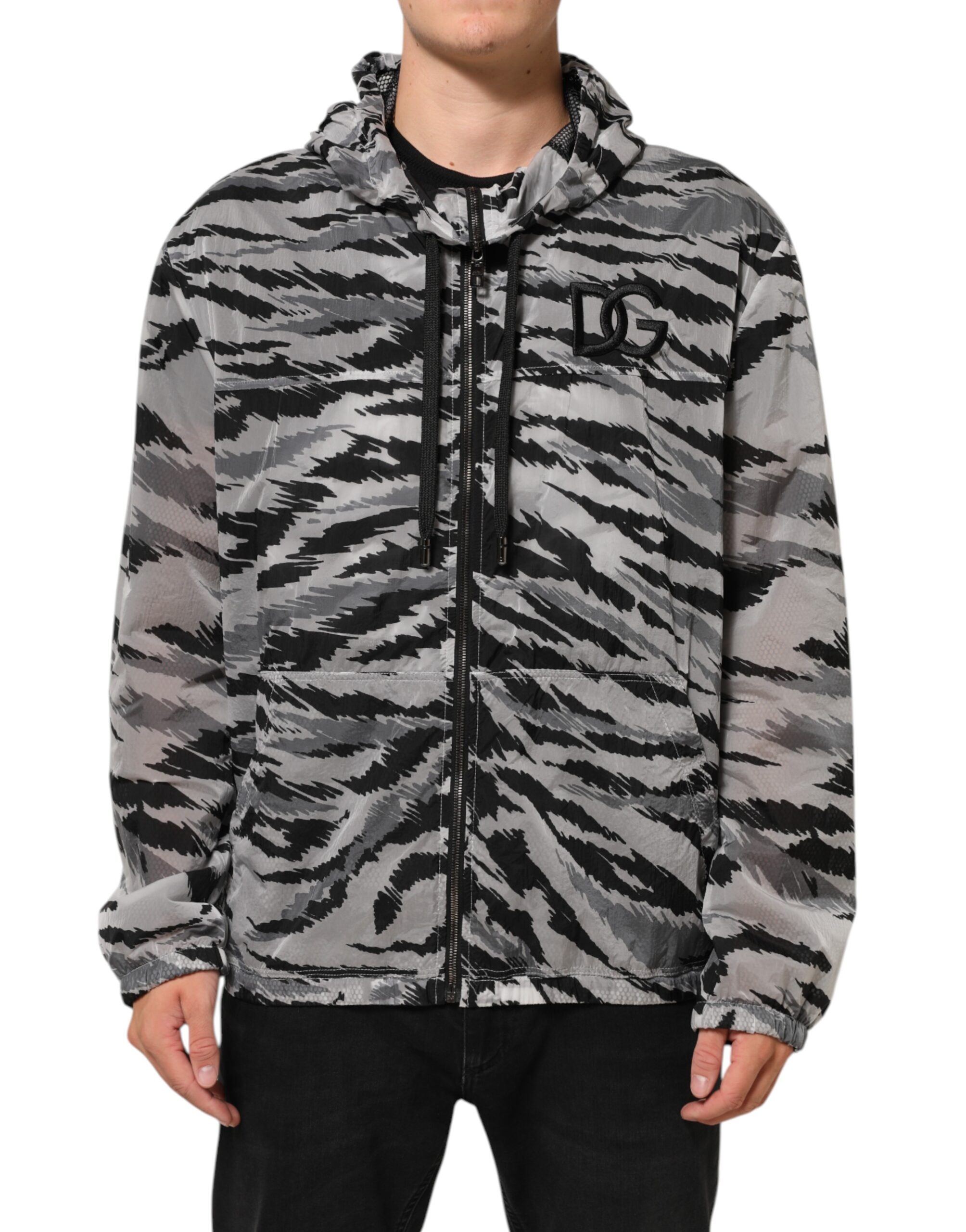 Dolce & Gabbana Gray Camouflage Hooded Sweatshirt Jacket - Image 2