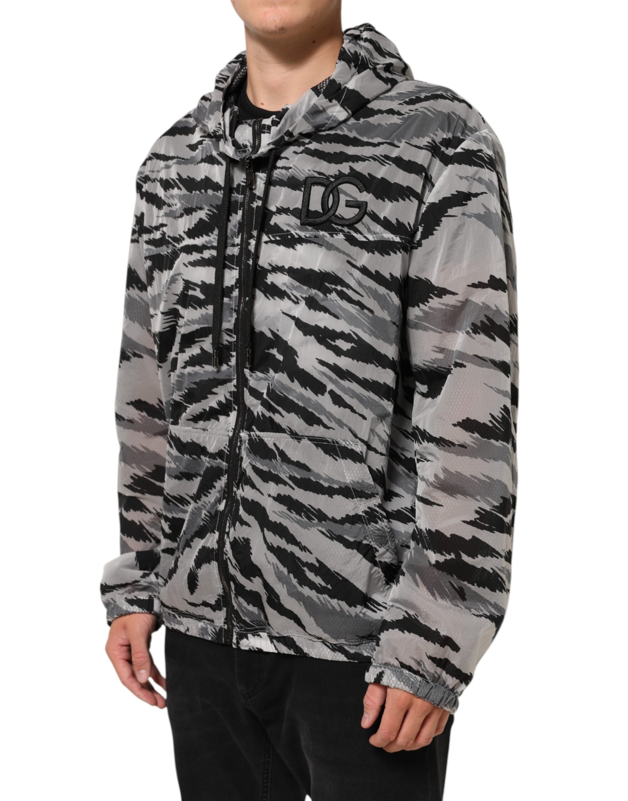 Dolce & Gabbana Gray Camouflage Hooded Sweatshirt Jacket - Image 3