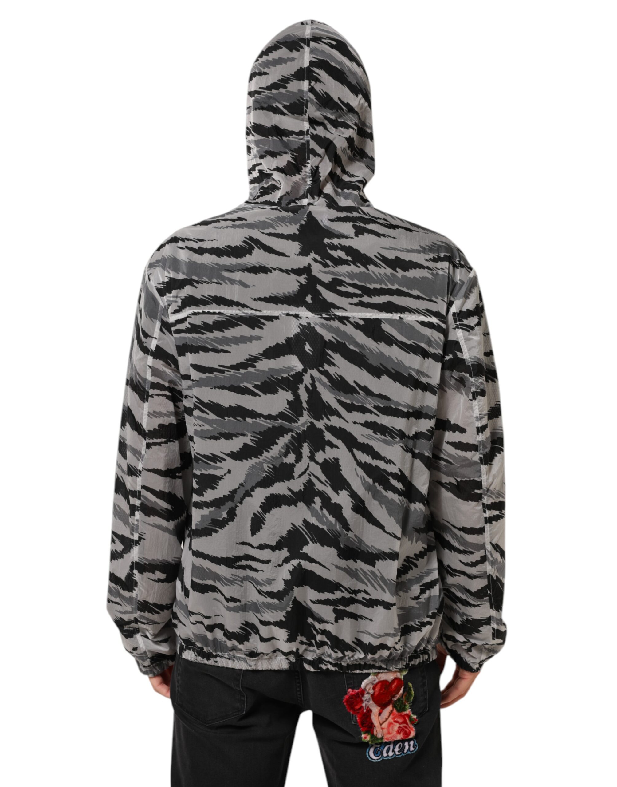 Dolce & Gabbana Gray Camouflage Hooded Sweatshirt Jacket - Image 4