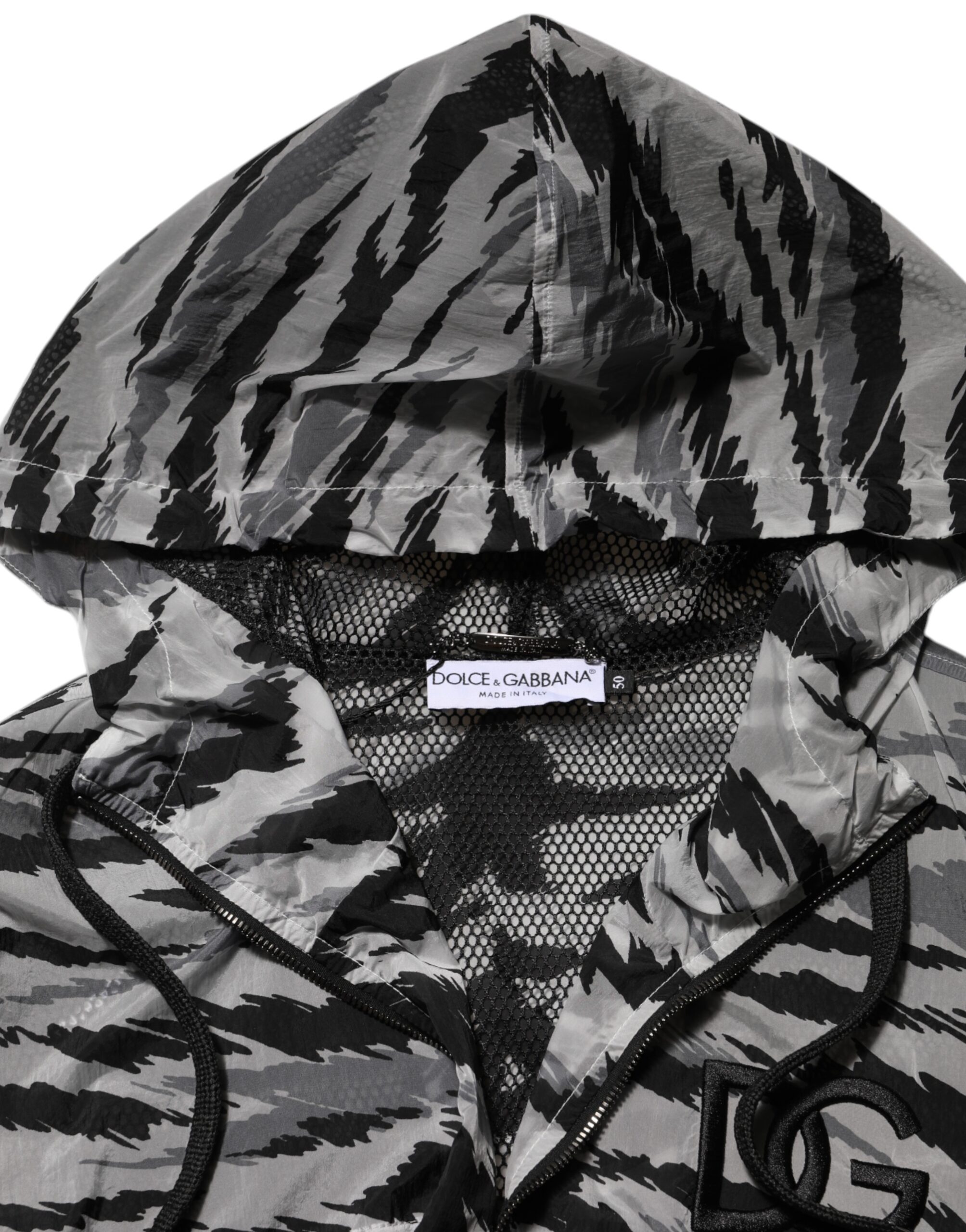 Dolce & Gabbana Gray Camouflage Hooded Sweatshirt Jacket - Image 7
