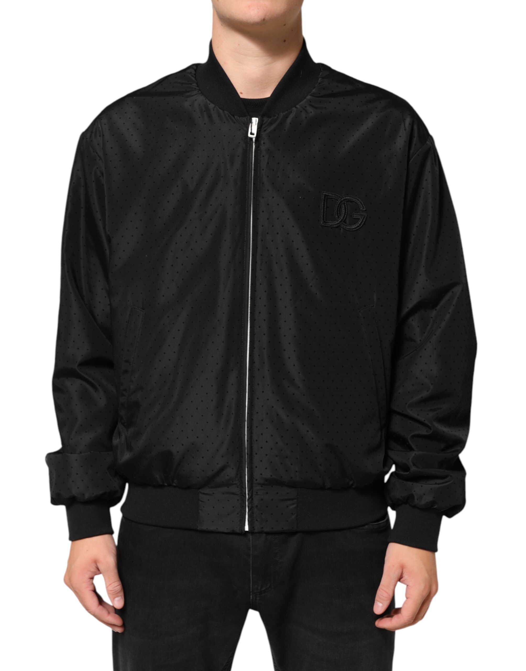Dolce & Gabbana Black Acetate Full Zip Bomber Men Jacket - Image 2