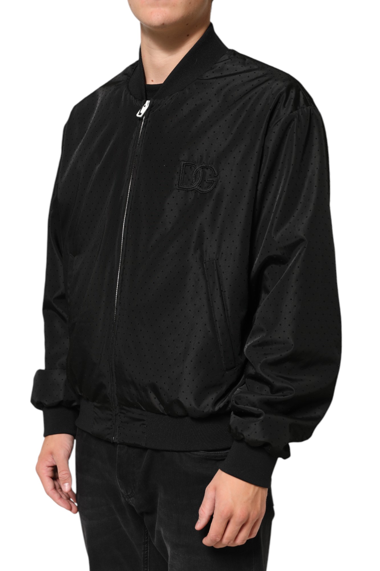 Dolce & Gabbana Black Acetate Full Zip Bomber Men Jacket - Image 3