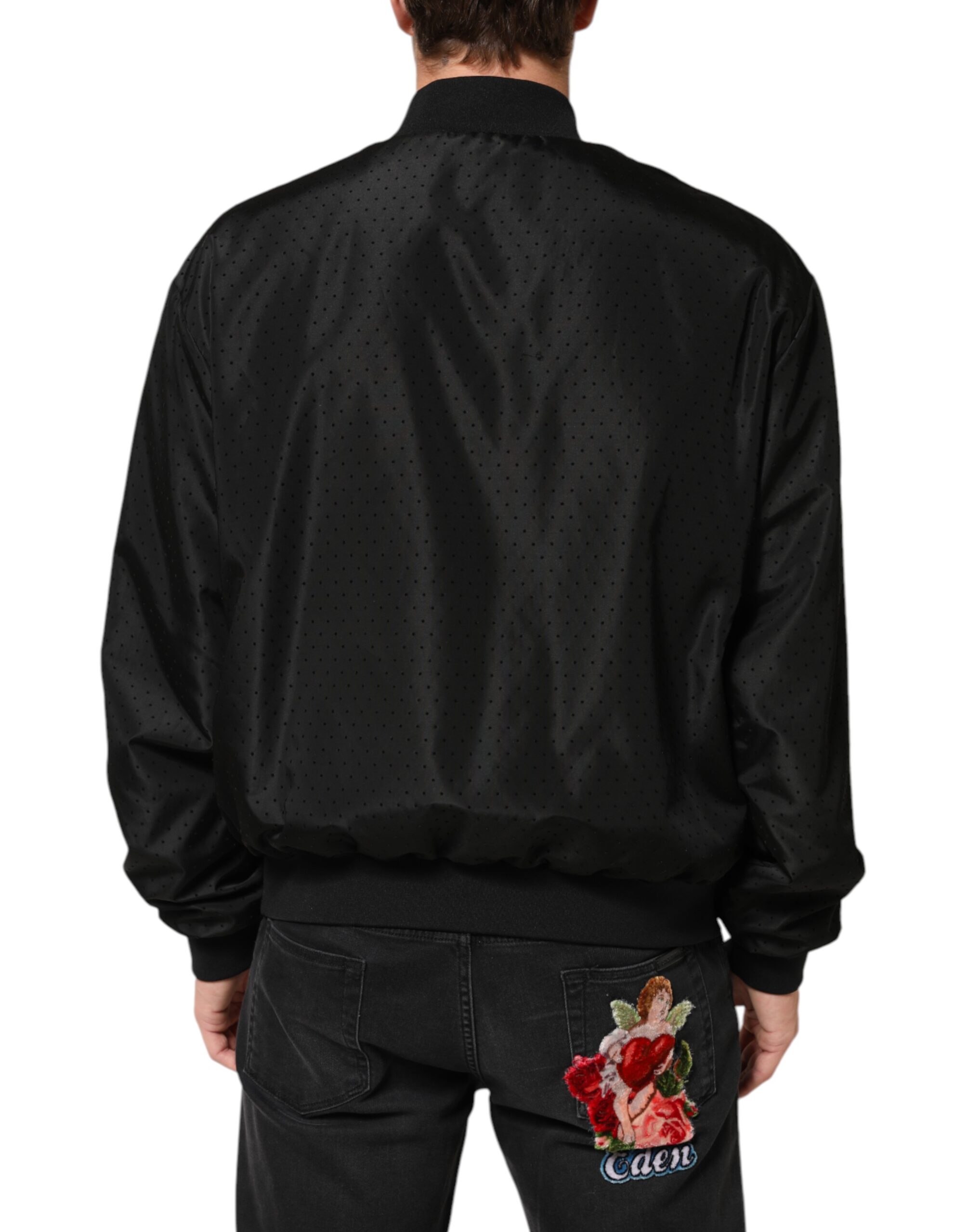 Dolce & Gabbana Black Acetate Full Zip Bomber Men Jacket - Image 4