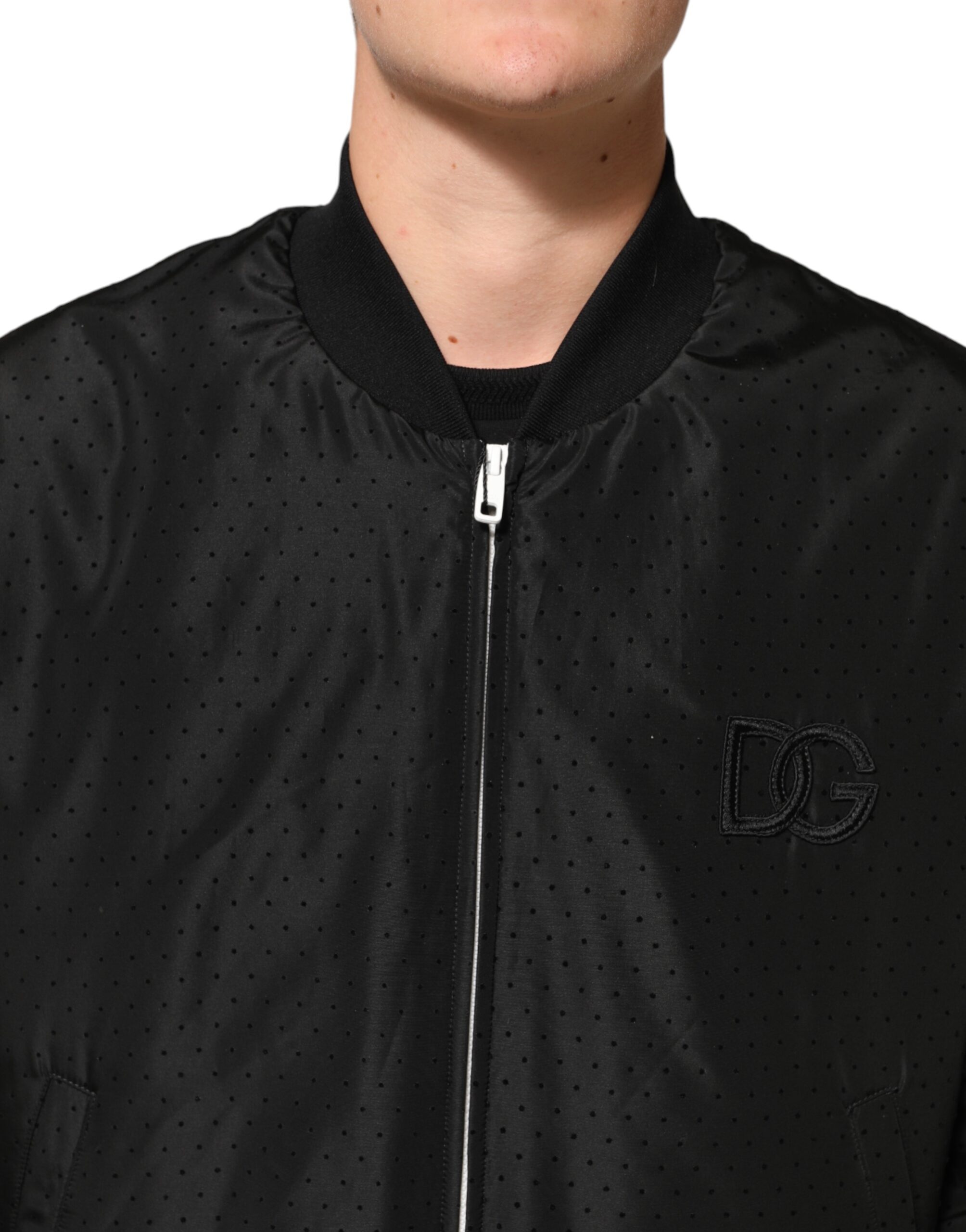 Dolce & Gabbana Black Acetate Full Zip Bomber Men Jacket - Image 5