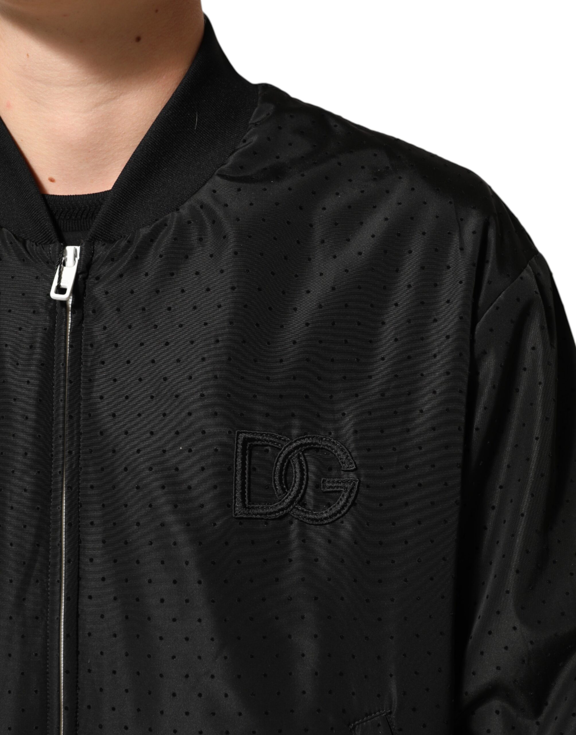 Dolce & Gabbana Black Acetate Full Zip Bomber Men Jacket - Image 6