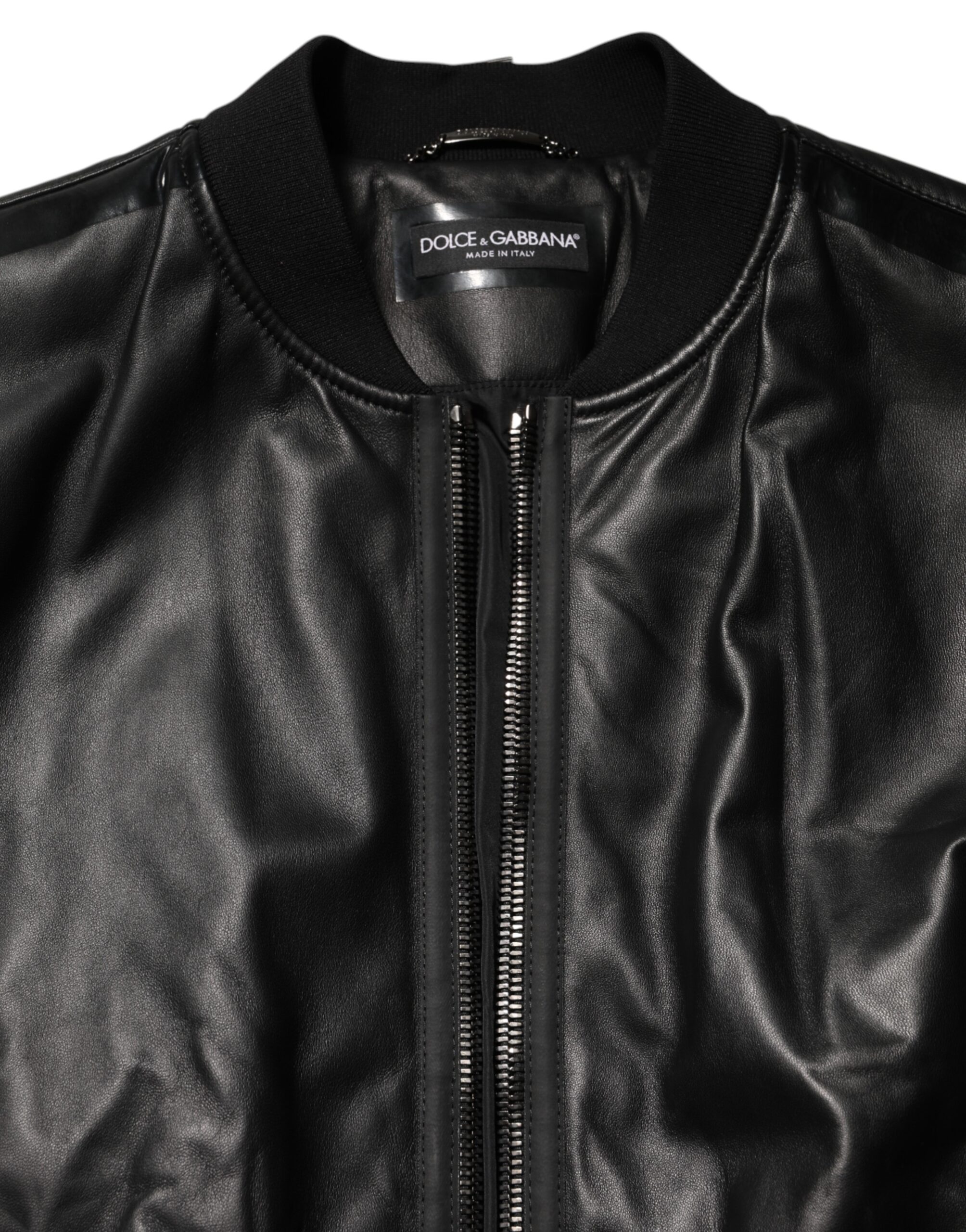 Dolce & Gabbana Black Leather Nylon FullZip Blouson Jacket - Image 7