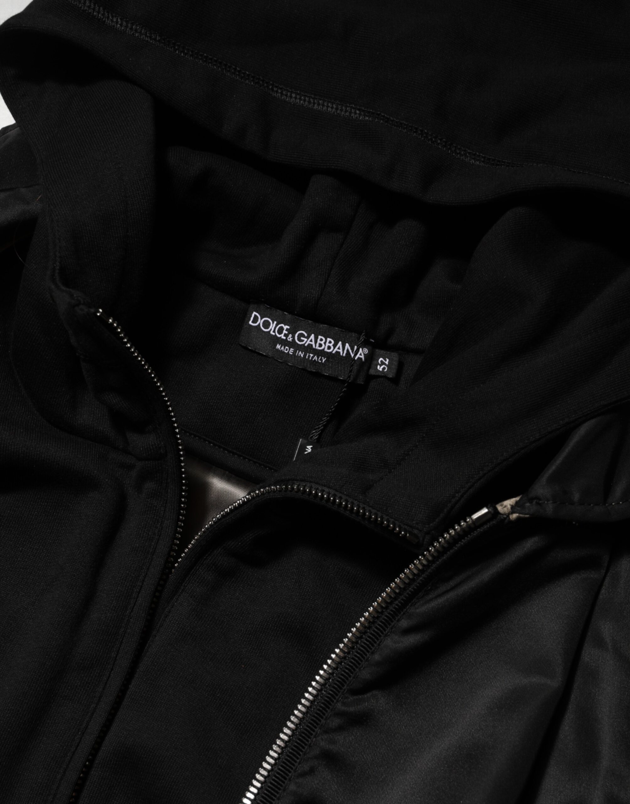 Dolce & Gabbana Black Cotton Hooded Full Zip Bomber Jacket - Image 8