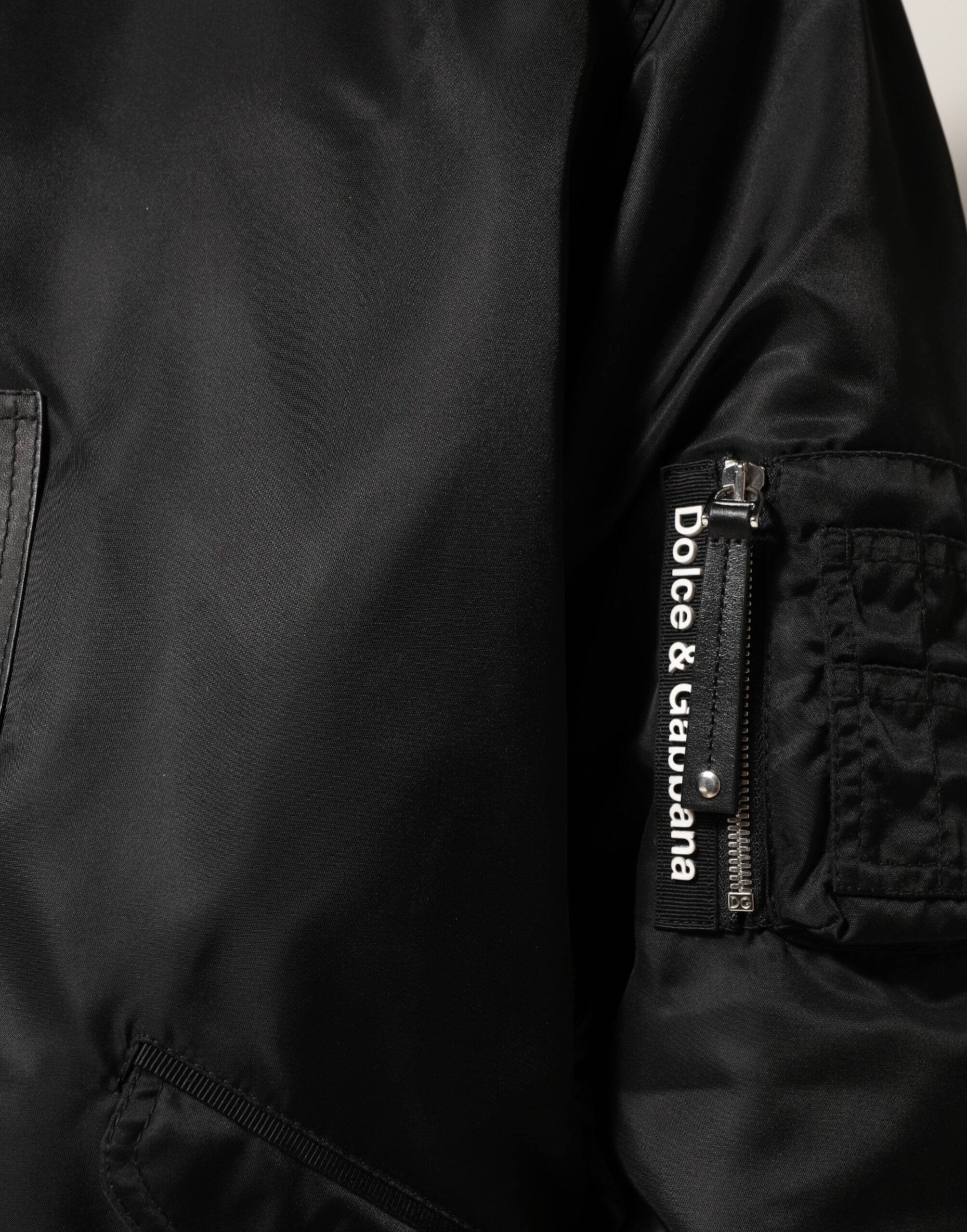 Dolce & Gabbana Black Cotton Hooded Full Zip Bomber Jacket - Image 6