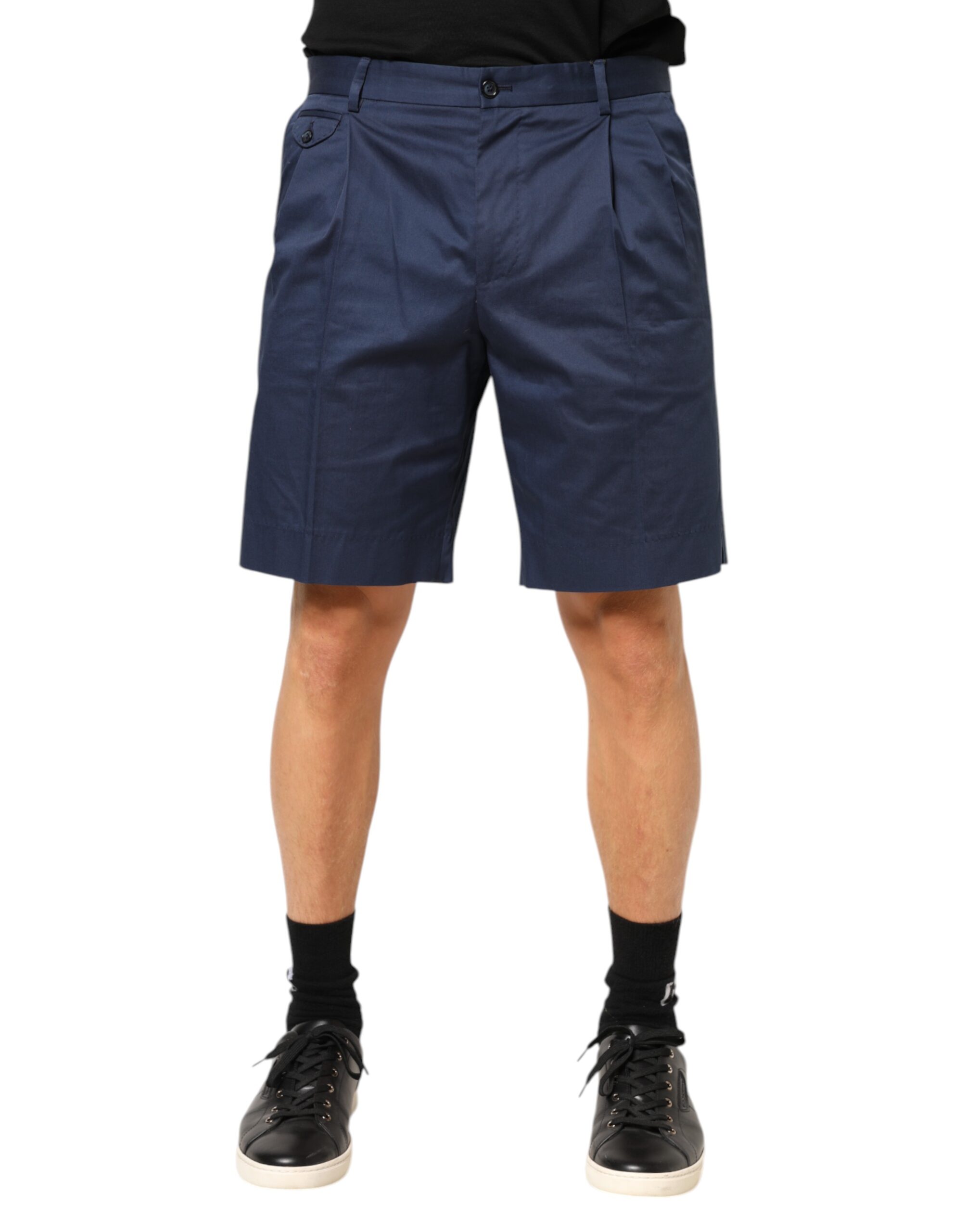 Dolce & Gabbana Blue Cotton Stretch Mid Waist Bermuda Shorts - Image 2