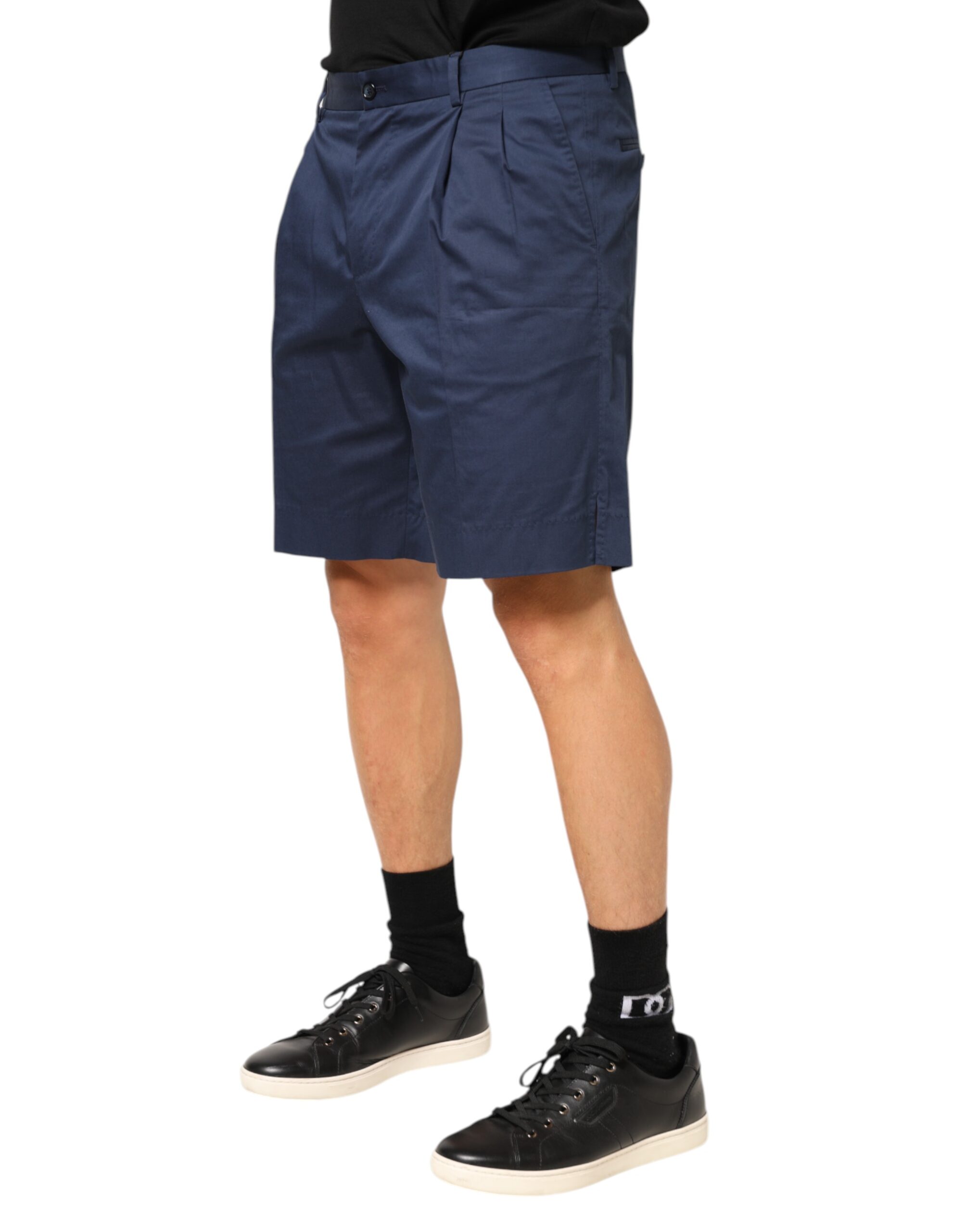 Dolce & Gabbana Blue Cotton Stretch Mid Waist Bermuda Shorts - Image 3