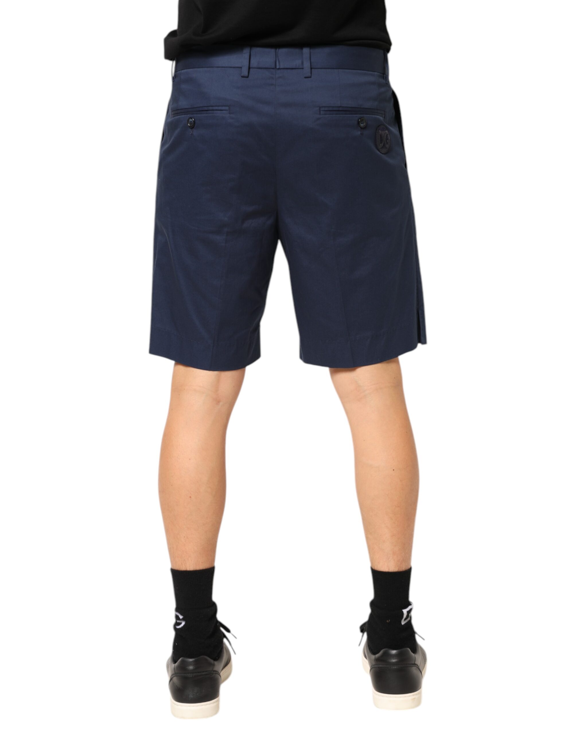 Dolce & Gabbana Blue Cotton Stretch Mid Waist Bermuda Shorts - Image 4