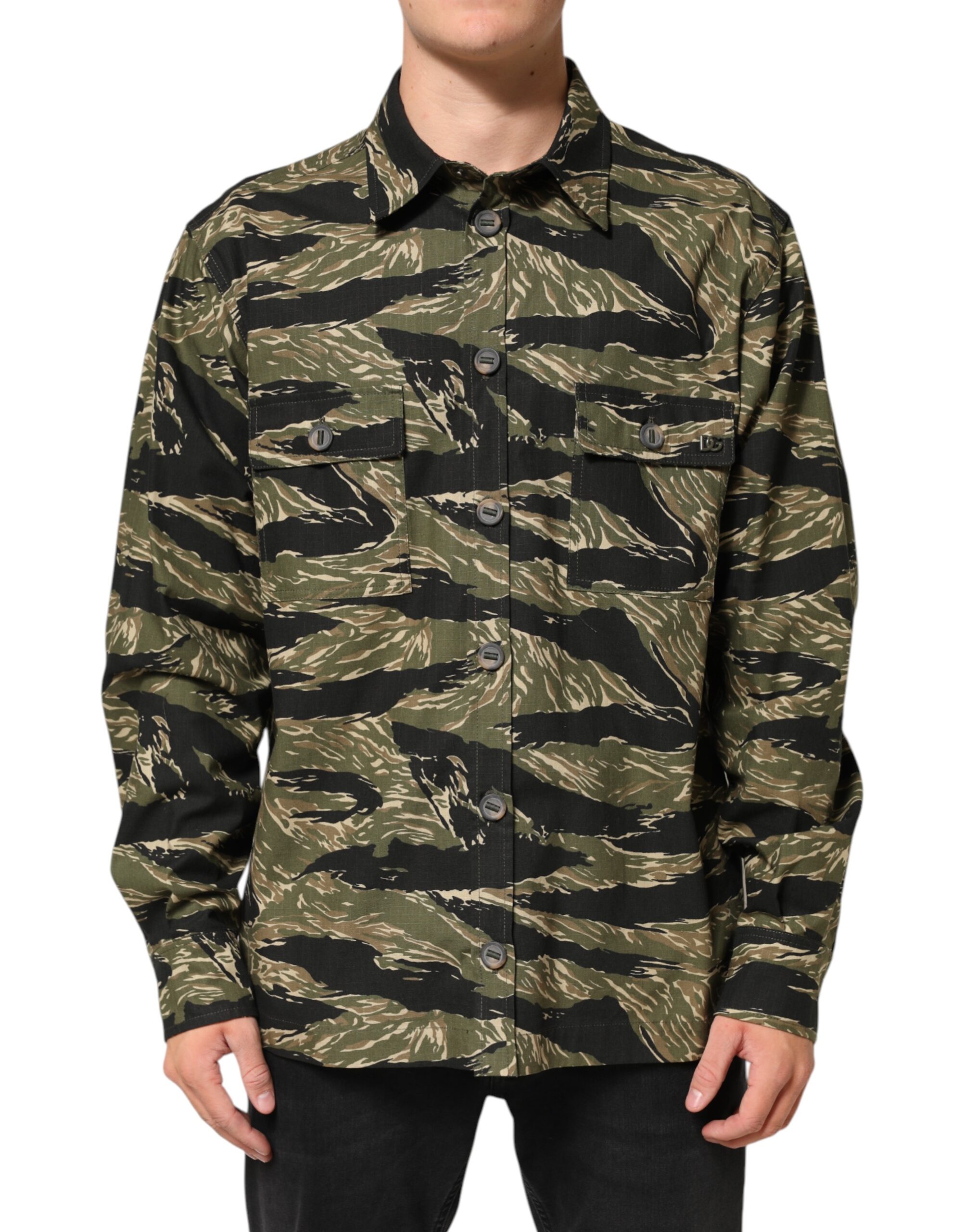 Dolce & Gabbana Multicolor Camouflage Cotton Casual Shirt - Image 2