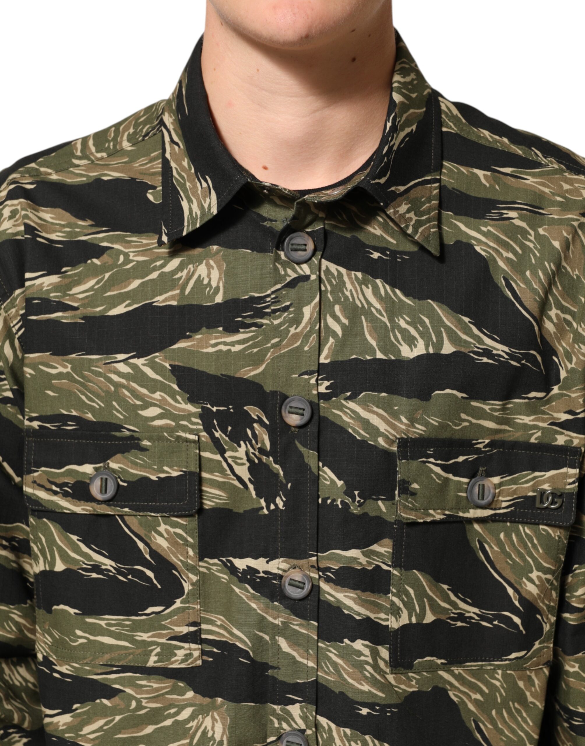 Dolce & Gabbana Multicolor Camouflage Cotton Casual Shirt - Image 5